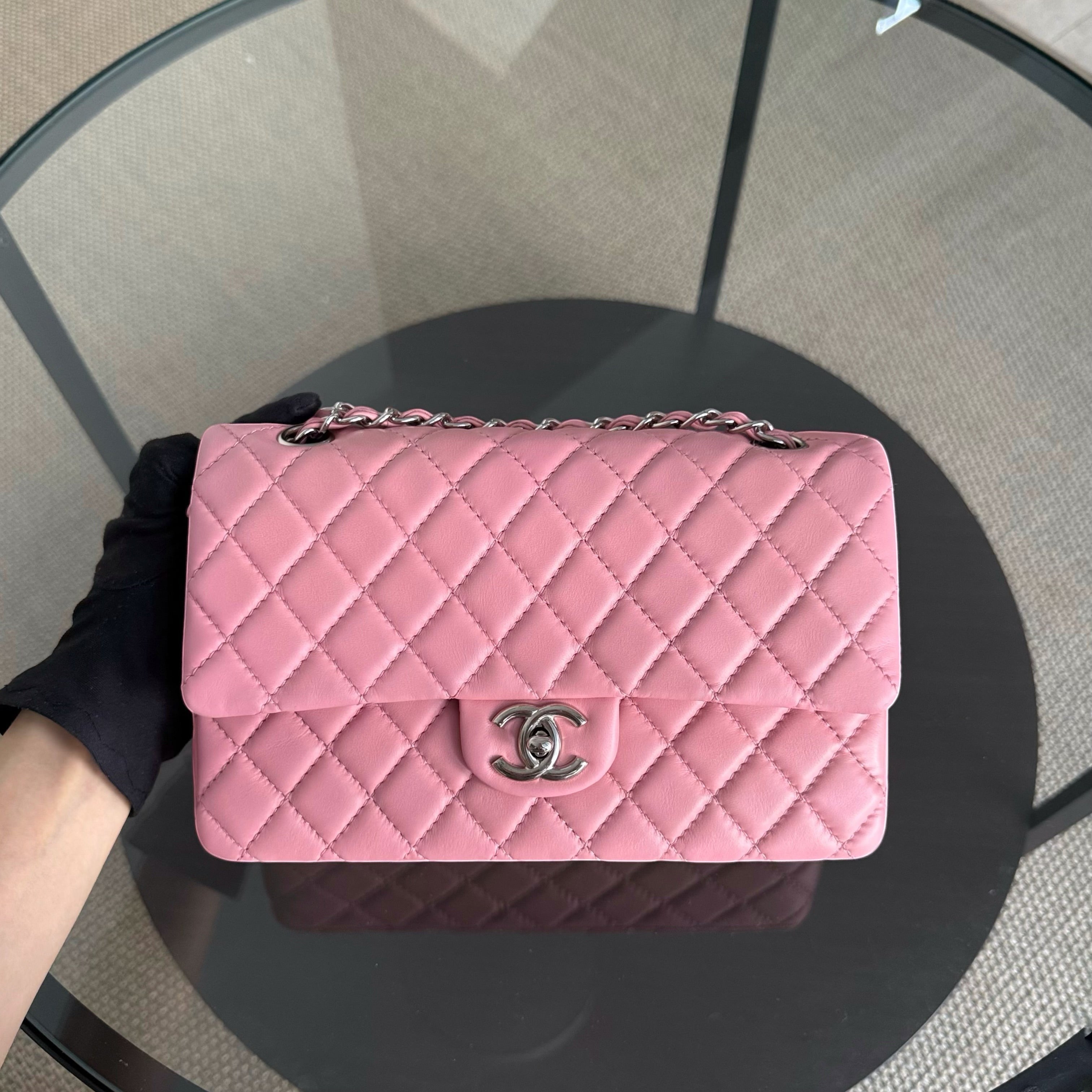 Chanel Classic Flap Medium - 25CM Quilted Lambskin Light Pink Gold Hardware Series 12