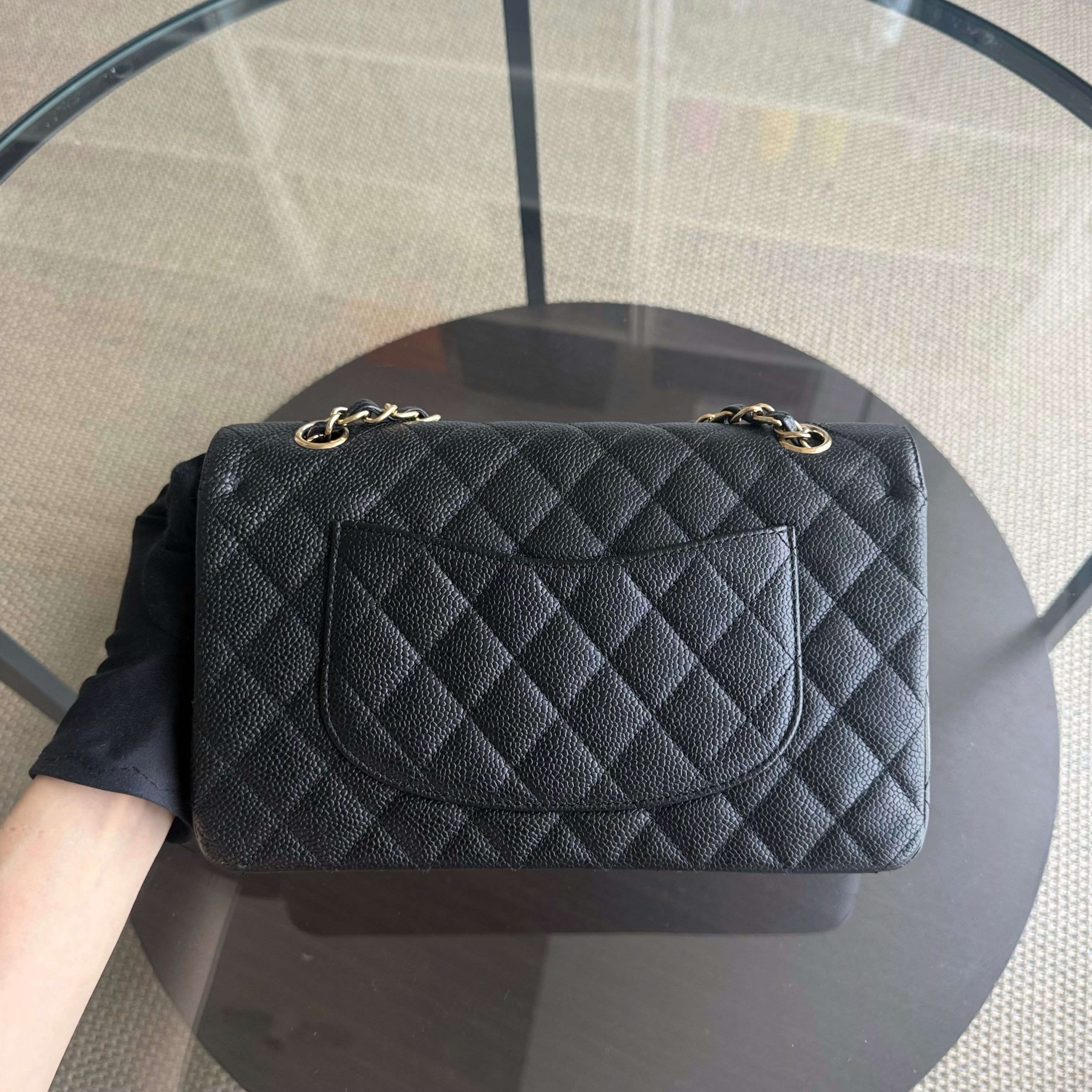 Chanel Classic Flap Medium - Caviar 25CM Quilted Grained Calfskin Black Gold Hardware Series 13