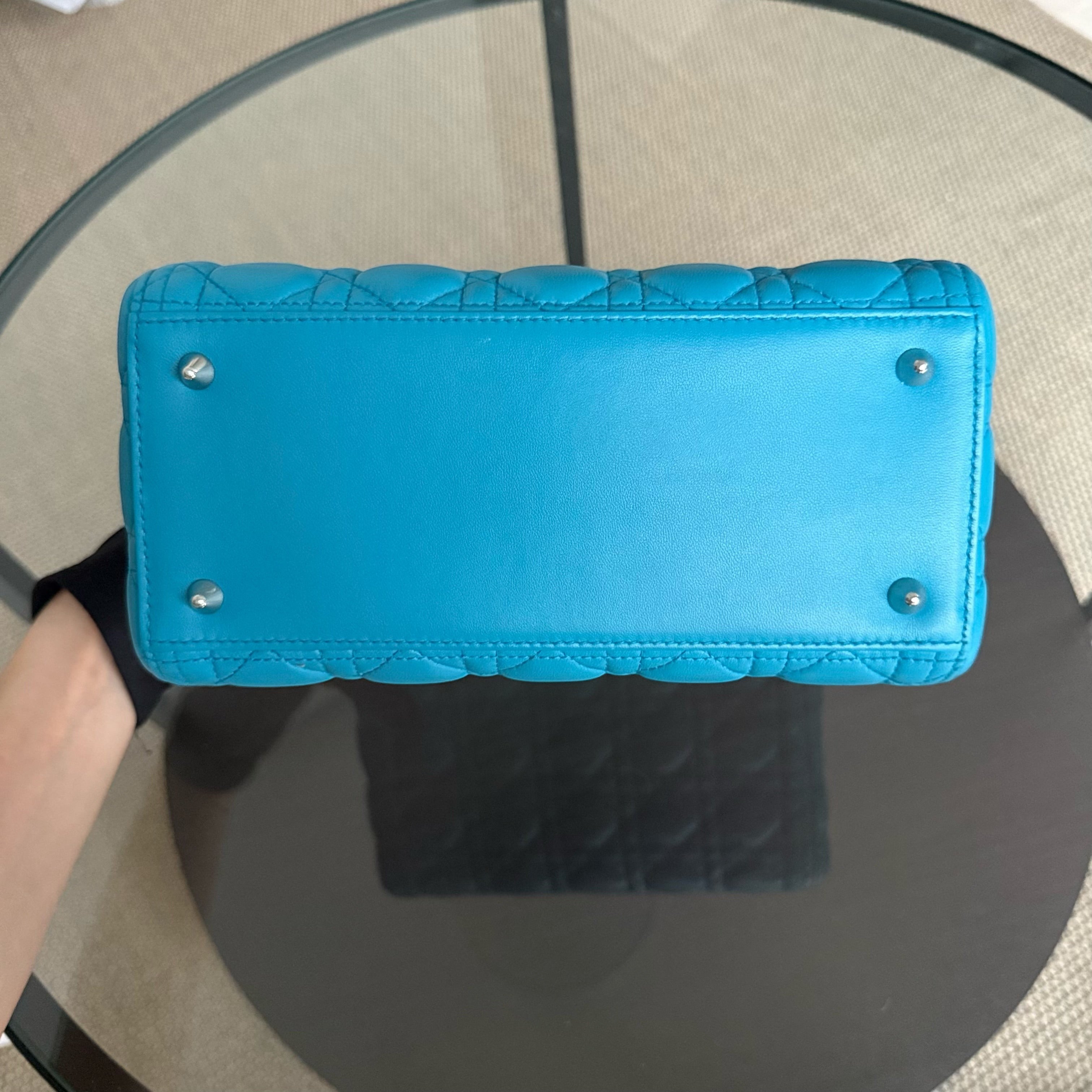 Dior Lady Medium - Cannage Lambskin Blue Silver Hardware
