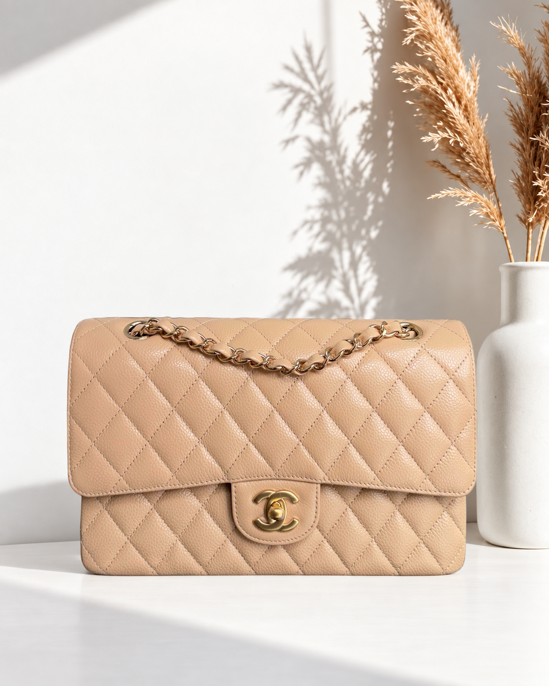 Chanel Classic Flap Medium - Caviar 25CM Quilted Caramel Gold Hardware Series 31