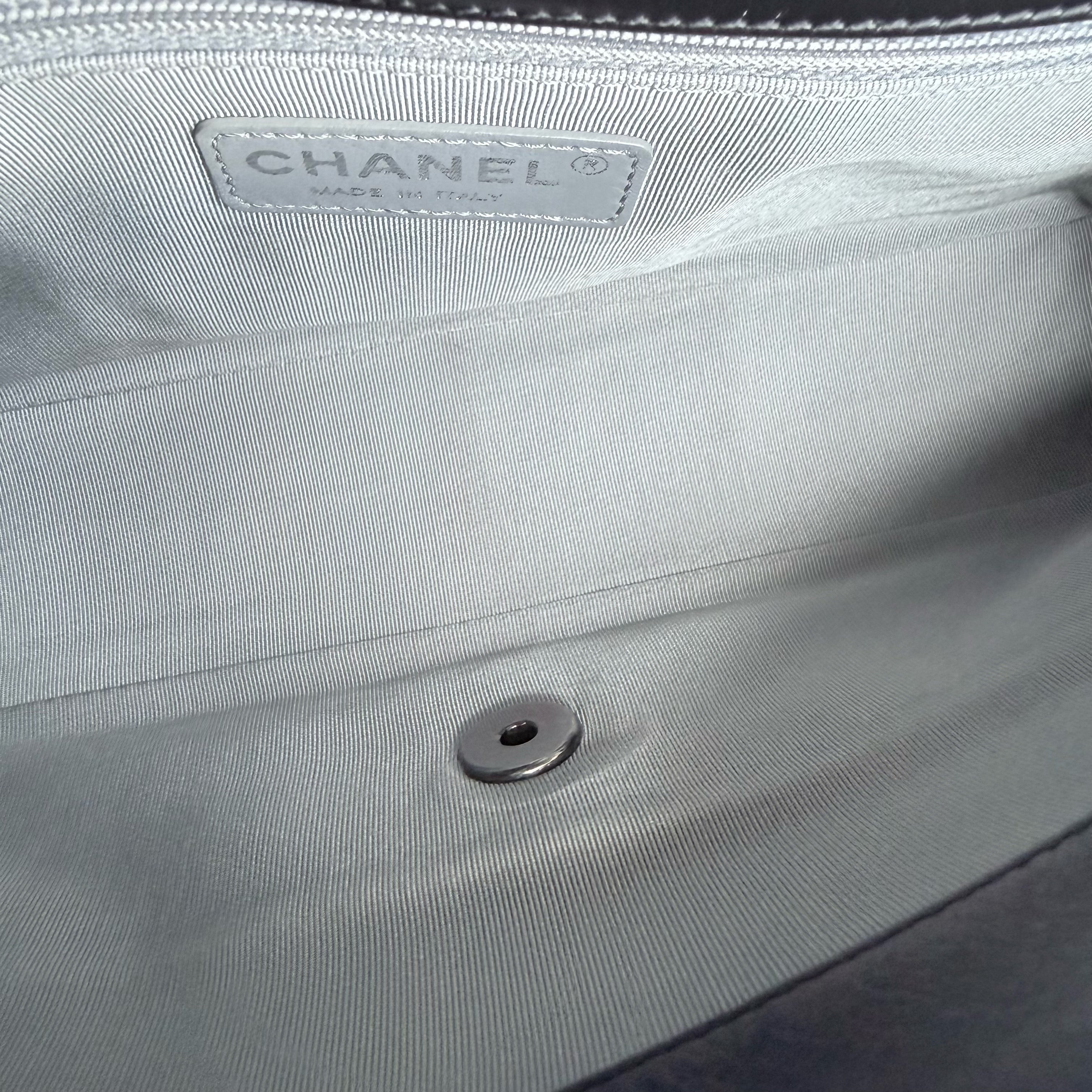 Chanel Seasonal Flap - 25CM Quilted Calfskin Black Silver Hardware Series 20