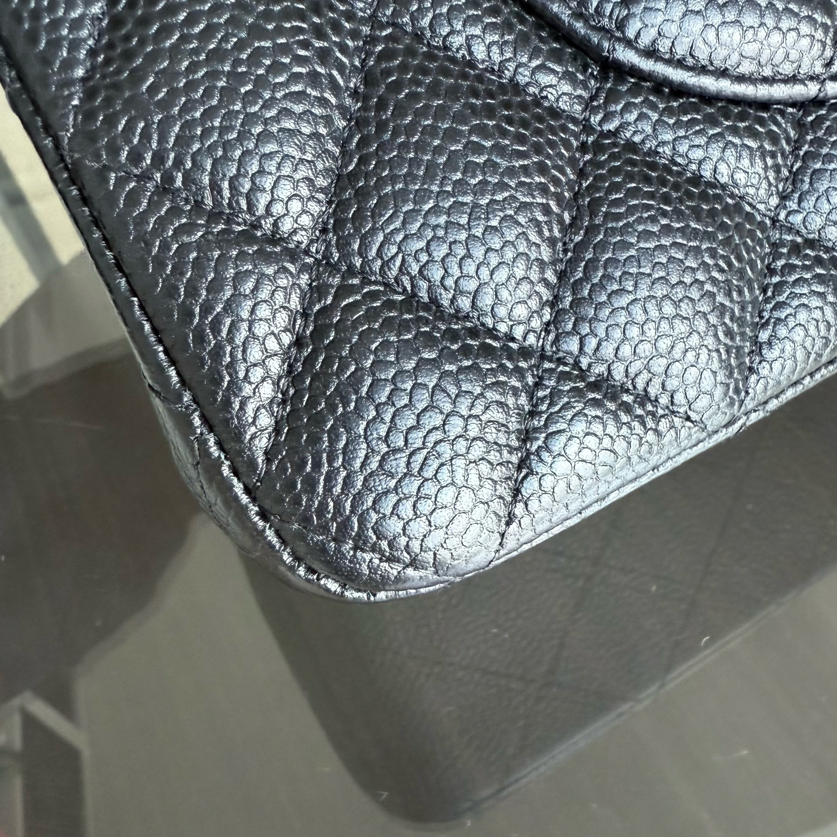 Chanel Classic Flap Medium - 25CM Quilted Caviar Black Gold Hardware Series 26