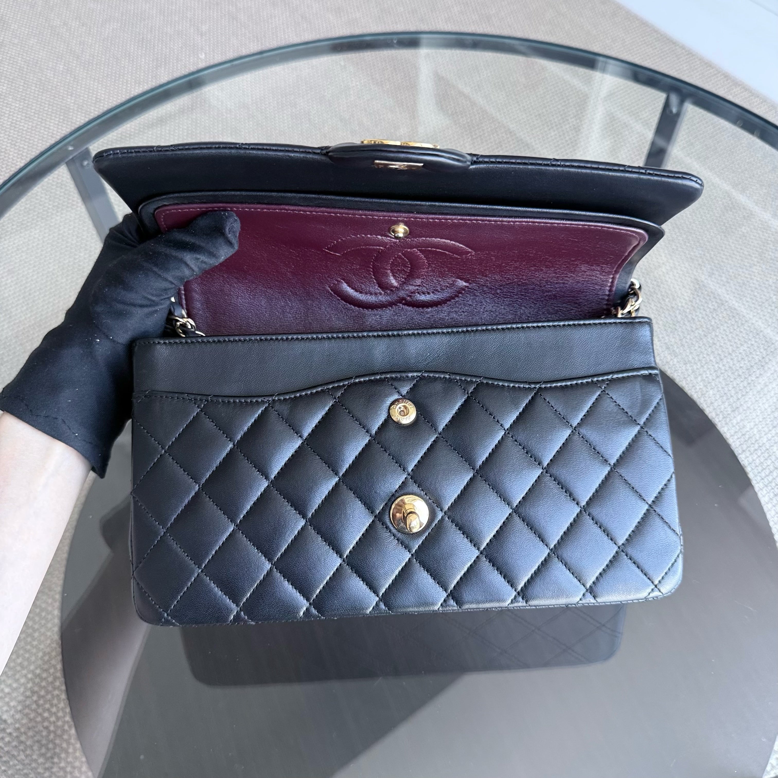 Chanel Classic Flap Medium - 25CM Quilted Lambskin Black Gold Hardware Sereis 15