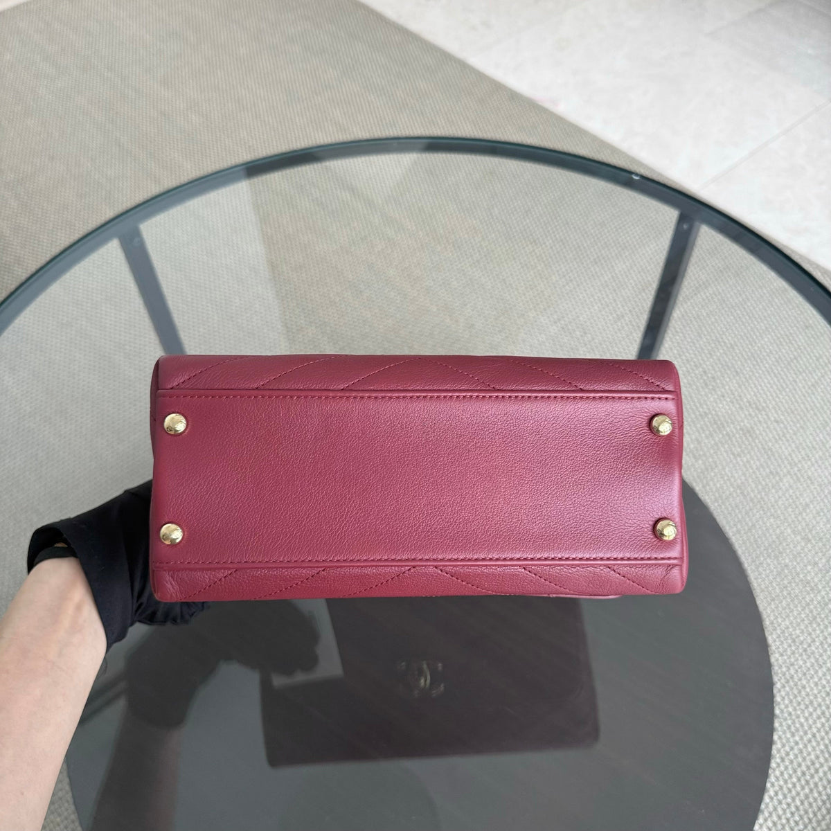 Chanel Handle Medium - 24CM Caviar Quilted Dark Red Gold Hardware Series 25