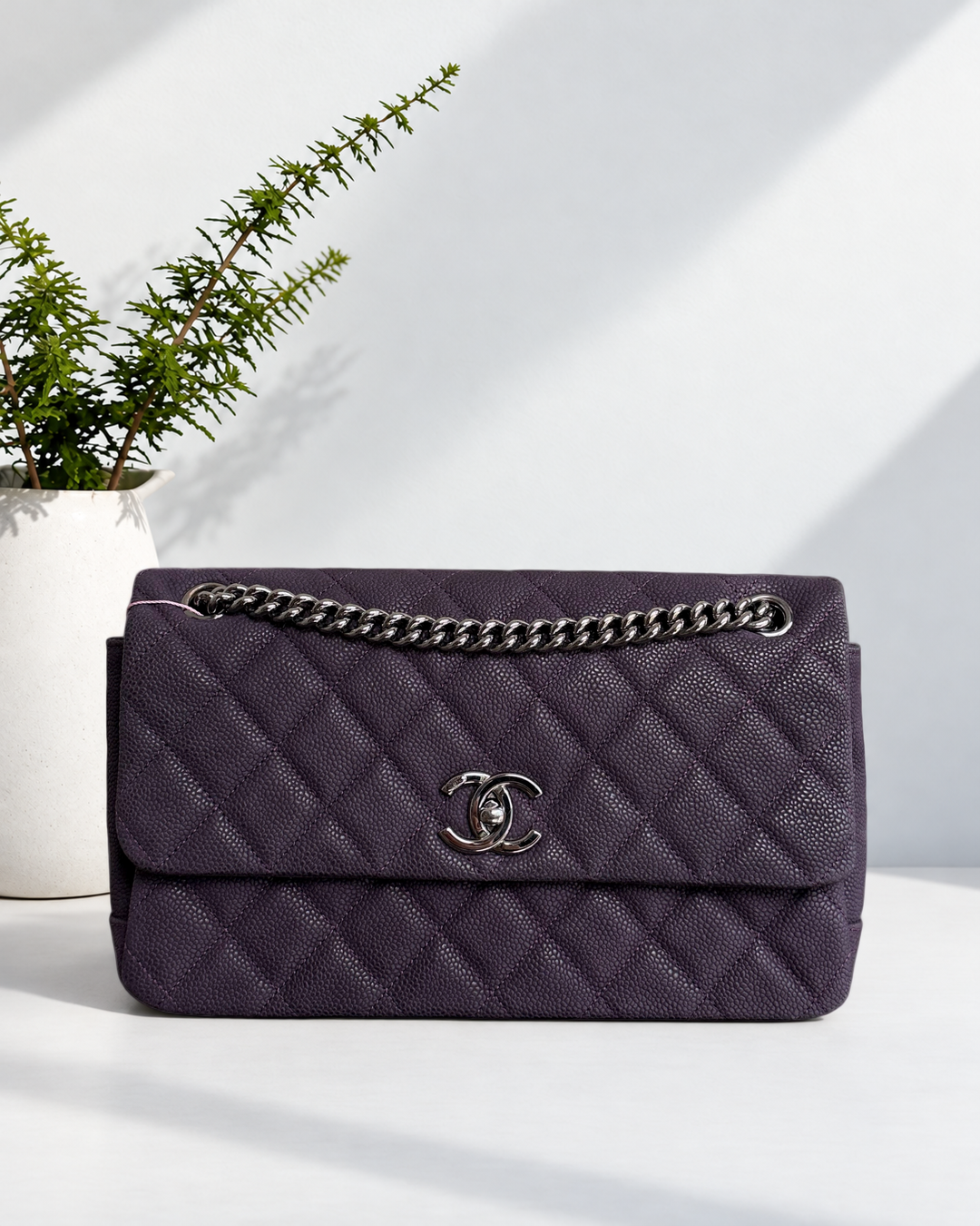 Chanel Caviar Easy Flap - 30CM Quilted Caviar Purple RSHW Series 16