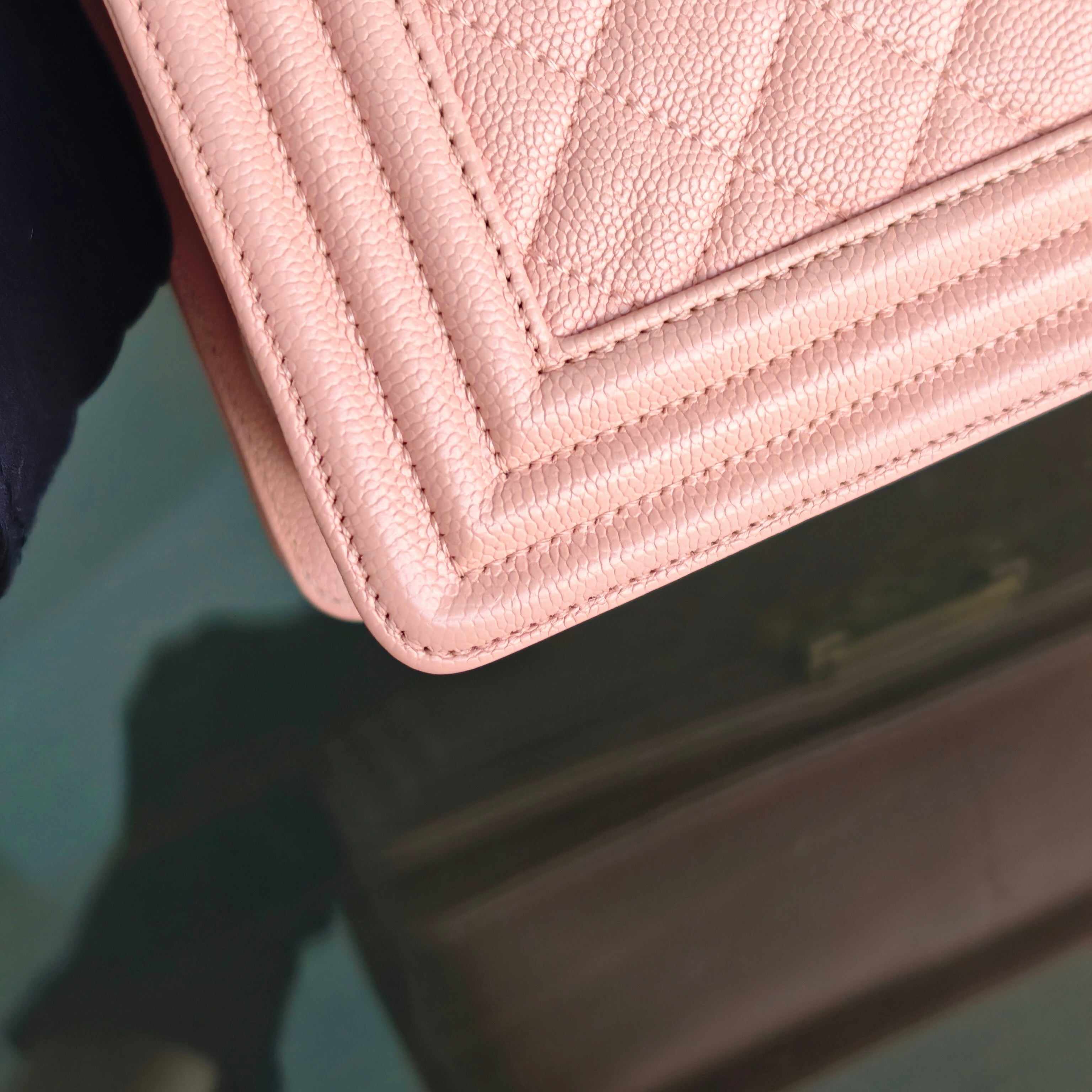 Chanel Boy Medium - Caviar 25CM Quilted Light Pink Gold Hardware Series 25