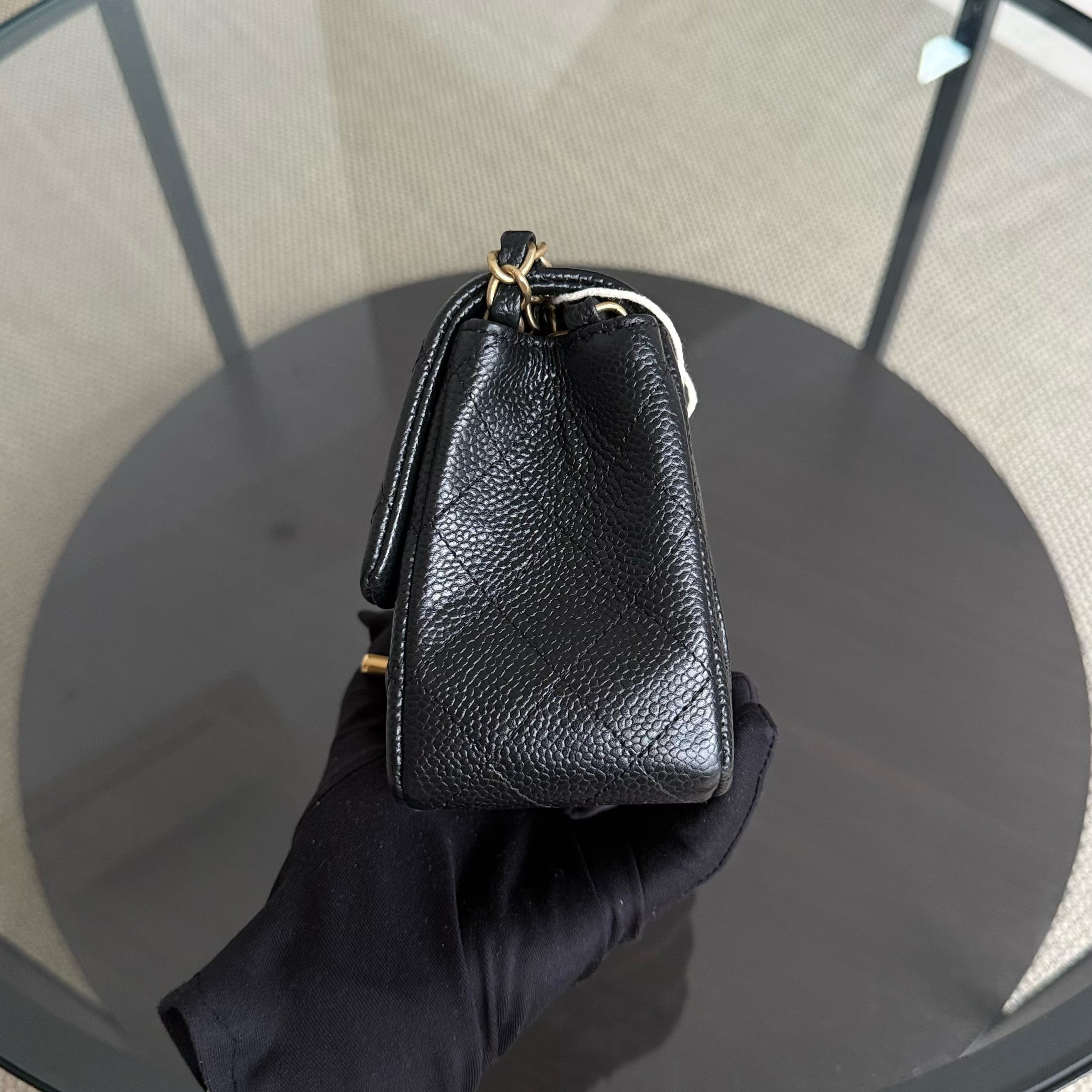 Chanel Classic Flap Mini Square - Caviar Quilted Black Gold Hardware Series 21