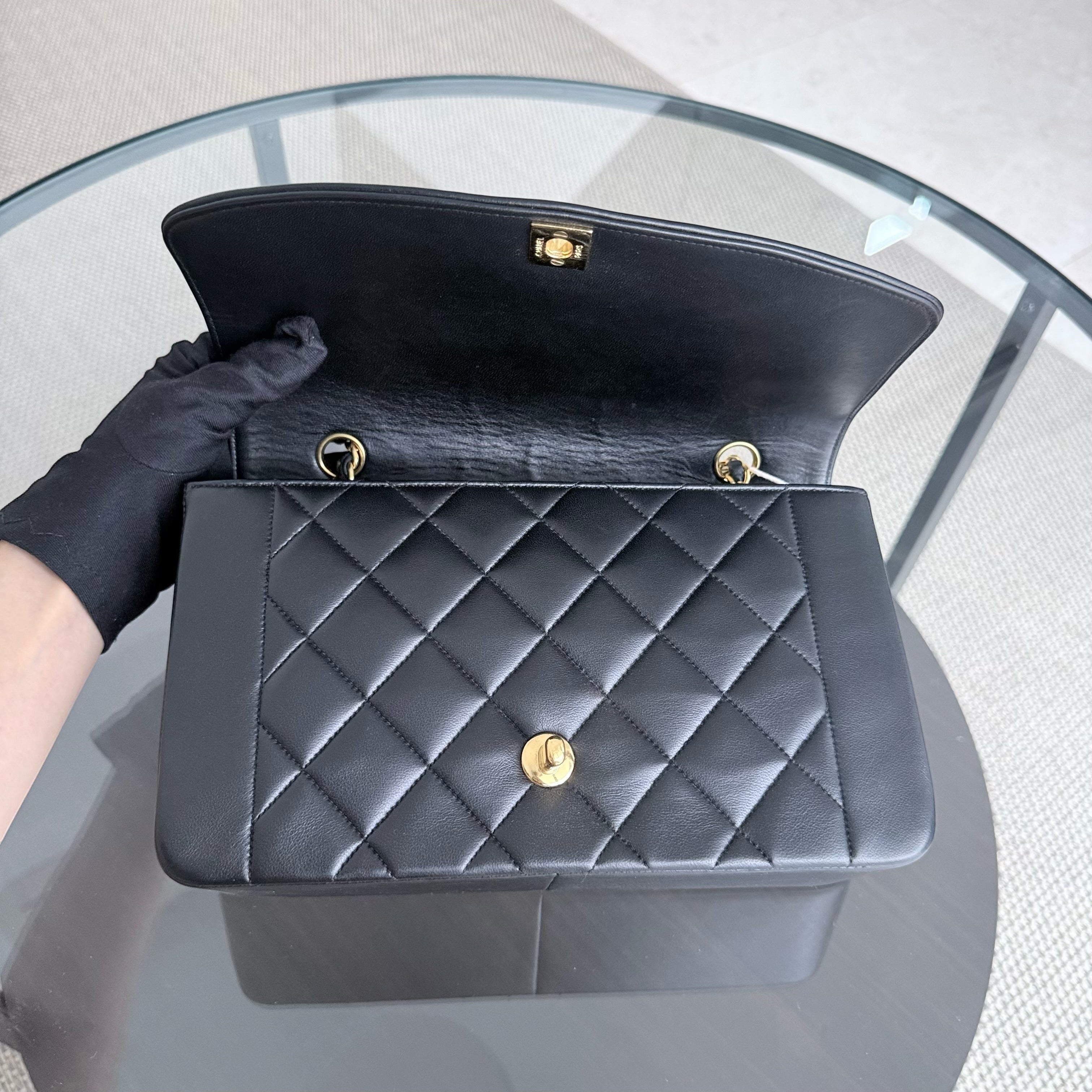 Chanel Diana Medium Vintage - 25CM Quilted Lambskin Black Gold Hardware Series 1