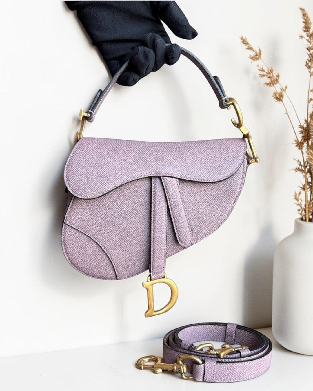 Dior Saddle Small - Grained Calfskin Adjustable Starp Nude Pink Gold Hardware