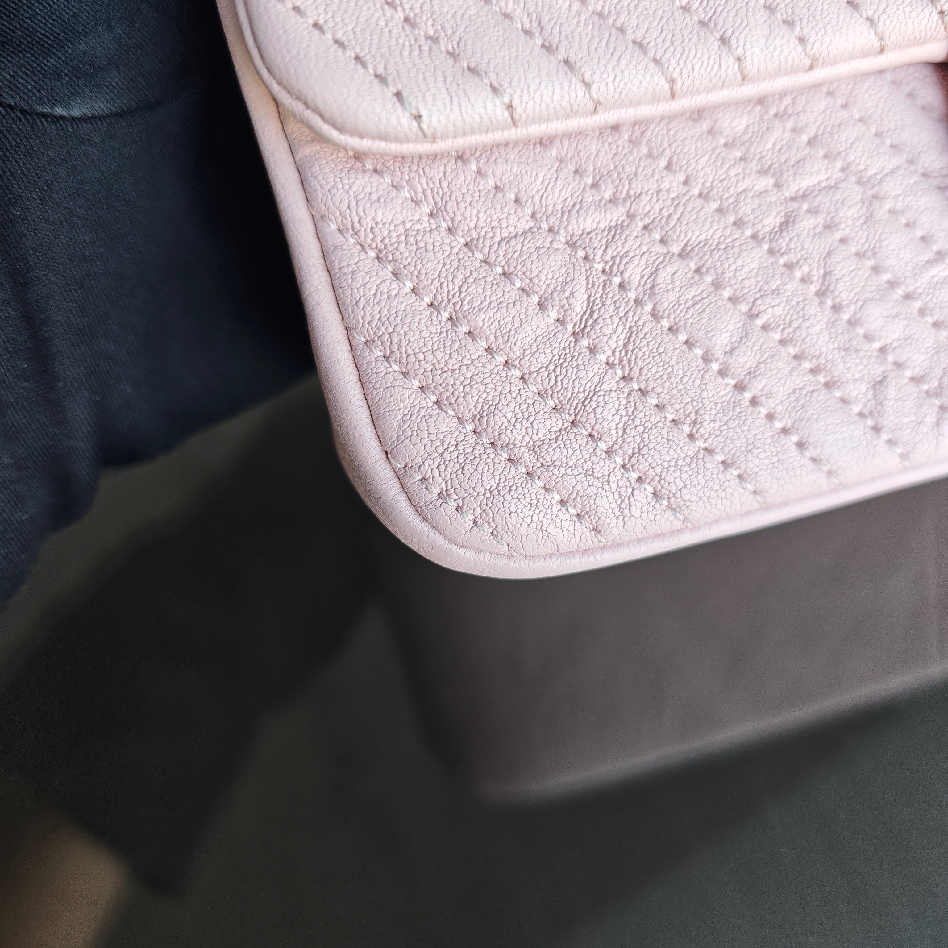 Chanel Seasonal Flap - Chevron Surpique CC Herringbone Medallion Flap Light pink Gold Hardware Series 22