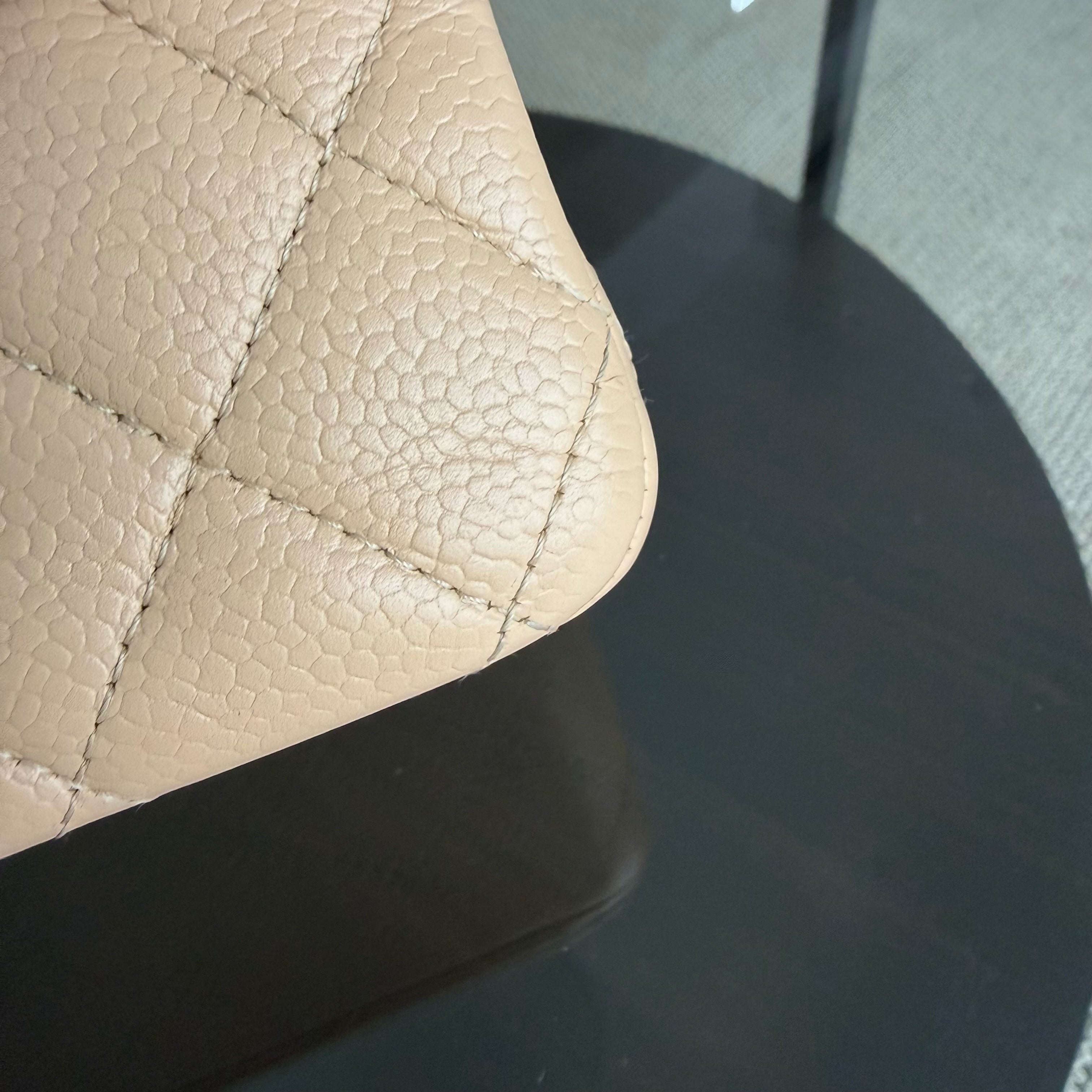 Chanel Classic Flap Medium - Caviar 25CM Quilted Beige Silver Hardware Series 13
