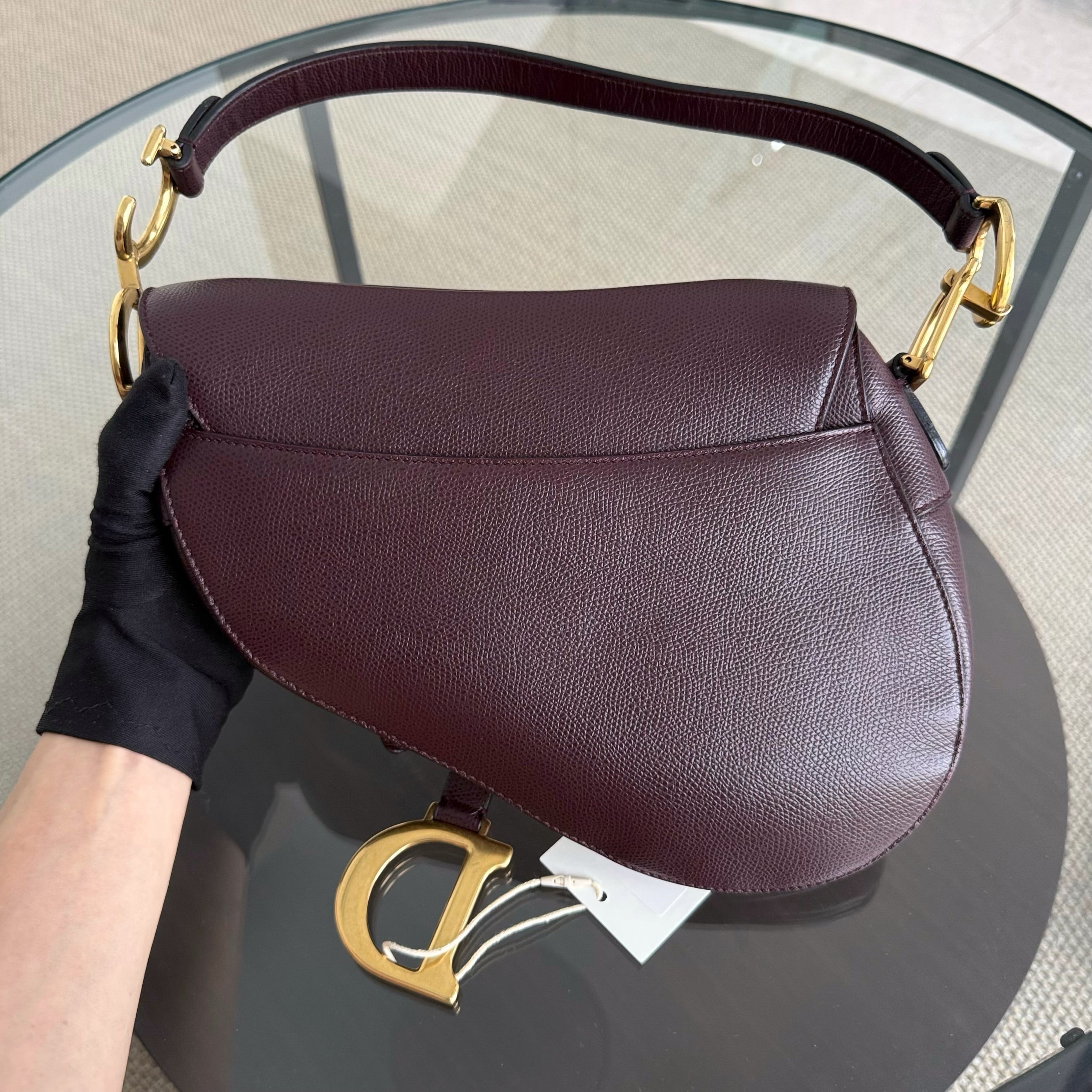 Dior Saddle Medium - Caviar Black Gold Hardware with Strap
