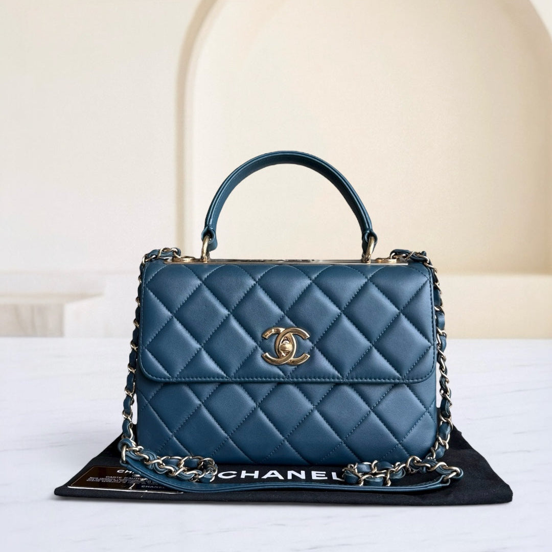 Chanel Trendy CC Small - Quilted Lambskin Blue Gold Hardware Series 23