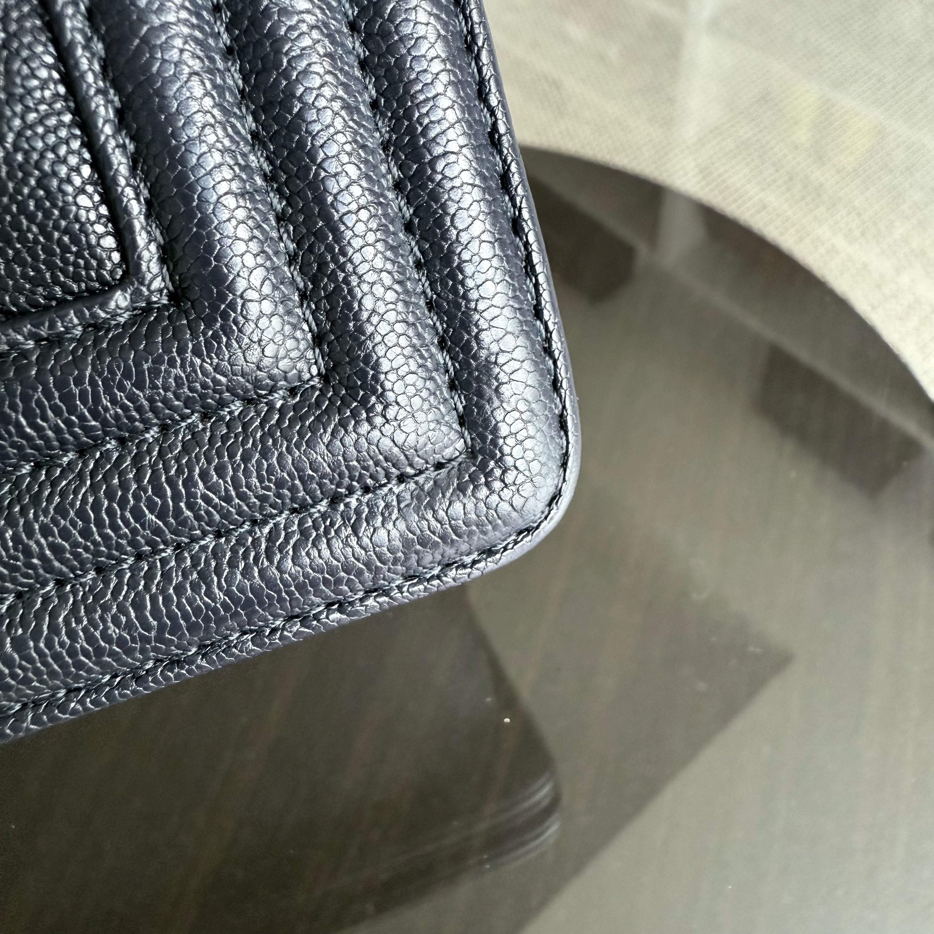 Chanel Boy Medium - Caviar 25CM Quilted Midnight Dark Blue Gold Hardware Series 26