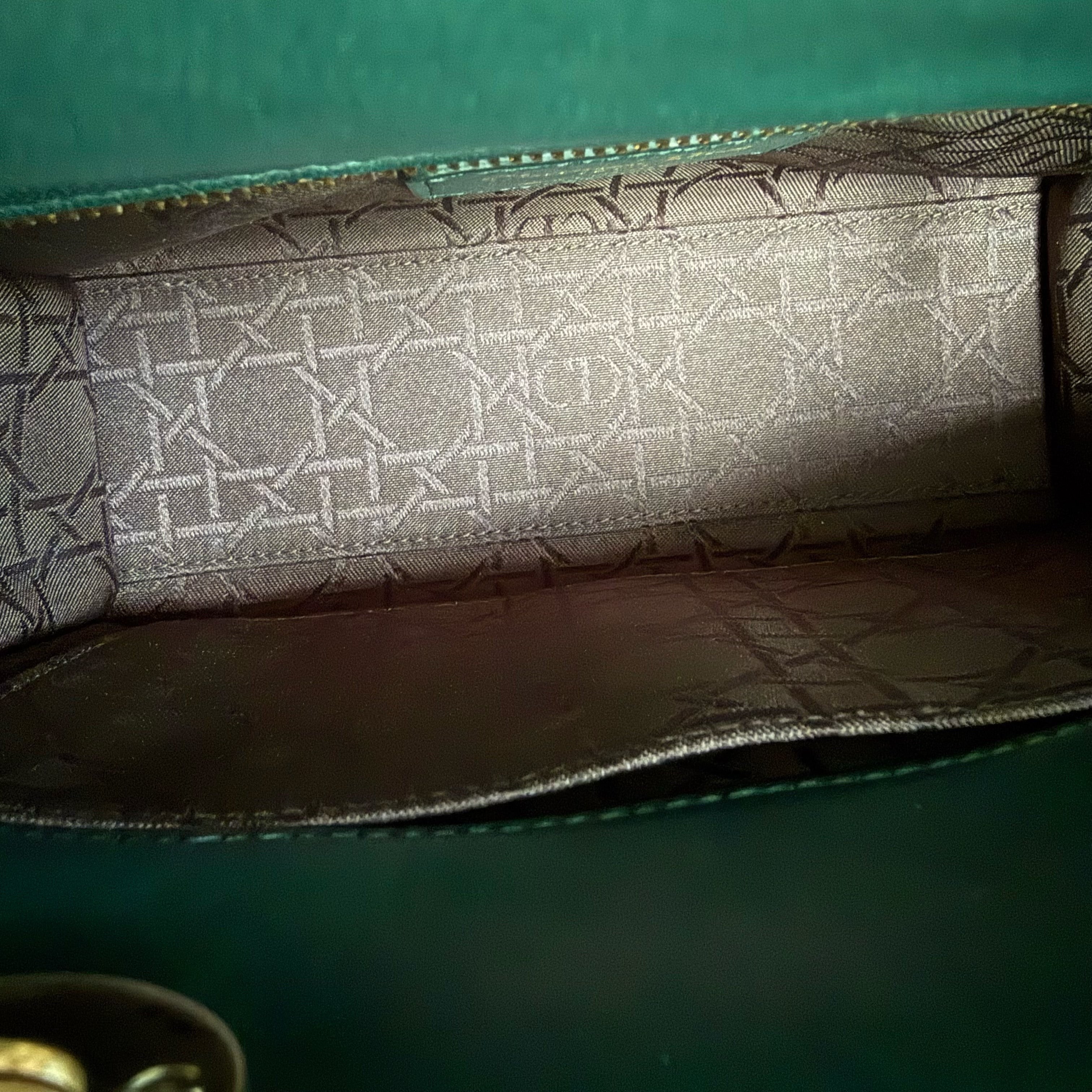 Dior Lady Small Flap - Cannage Lambskin Dark Green Gold Hardware