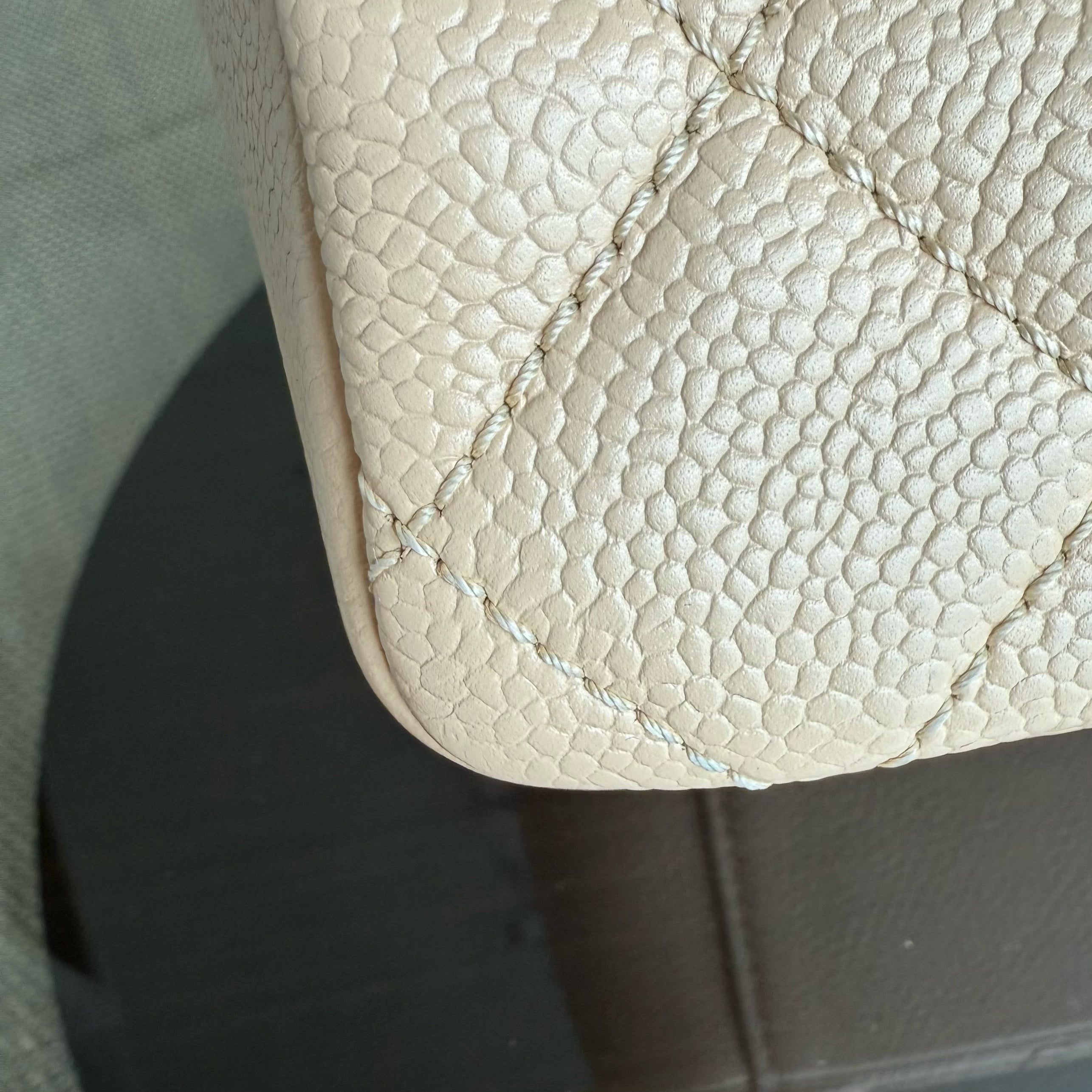 Chanel PST Petite Shopping Tote - Caviar Quilted Grained Calfskin Light Beige Gold Hardware Series 15