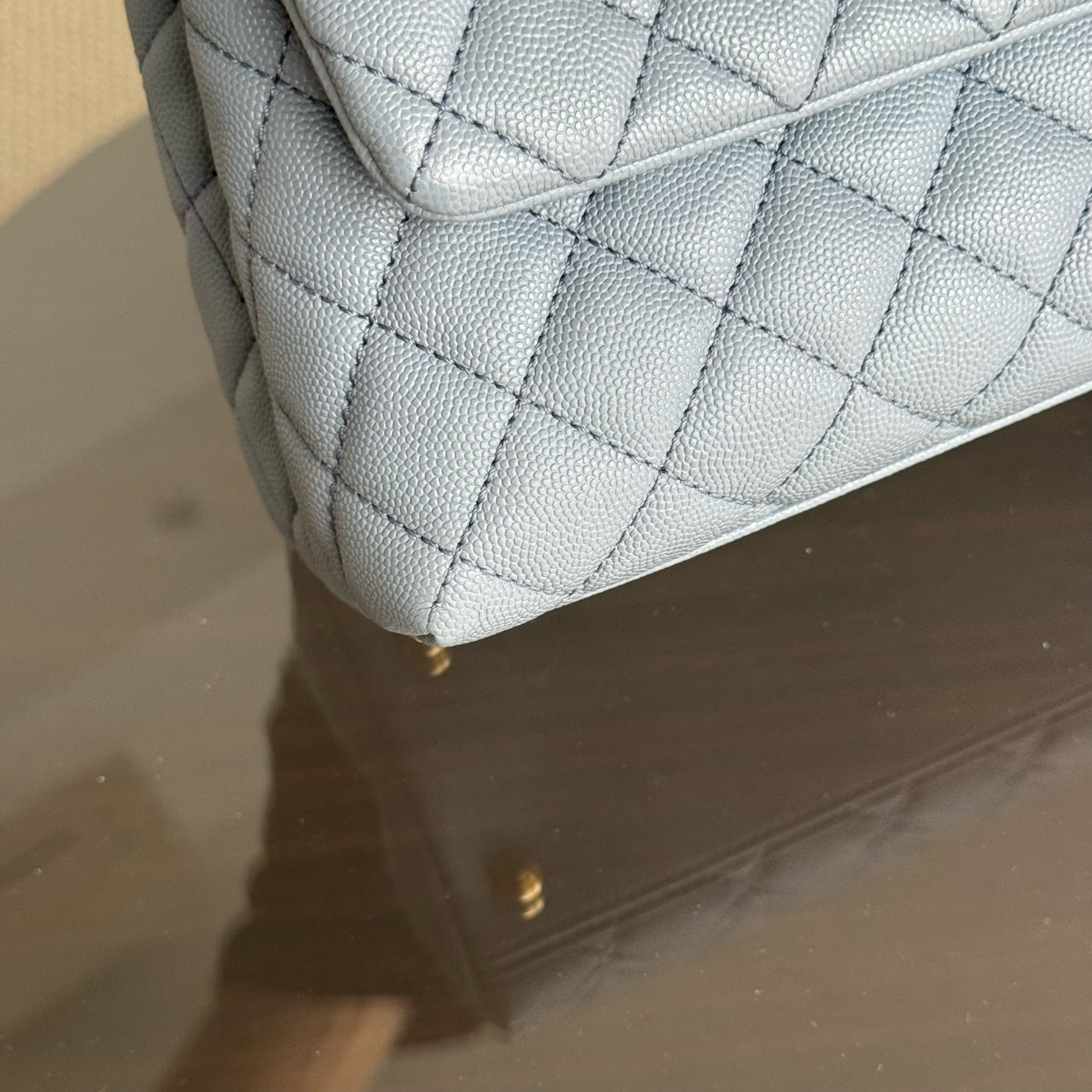 Chanel Coco Handle Medium - Caviar 29CM Quilted Sky Blue Gold Hardware Series 27