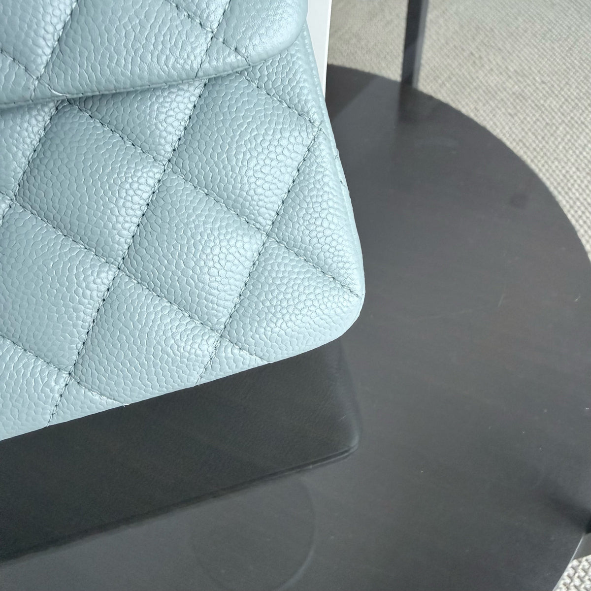 Chanel Classic Flap Small - Caviar 23CM Quilted Light Blue Green Silver Hardware Series 30