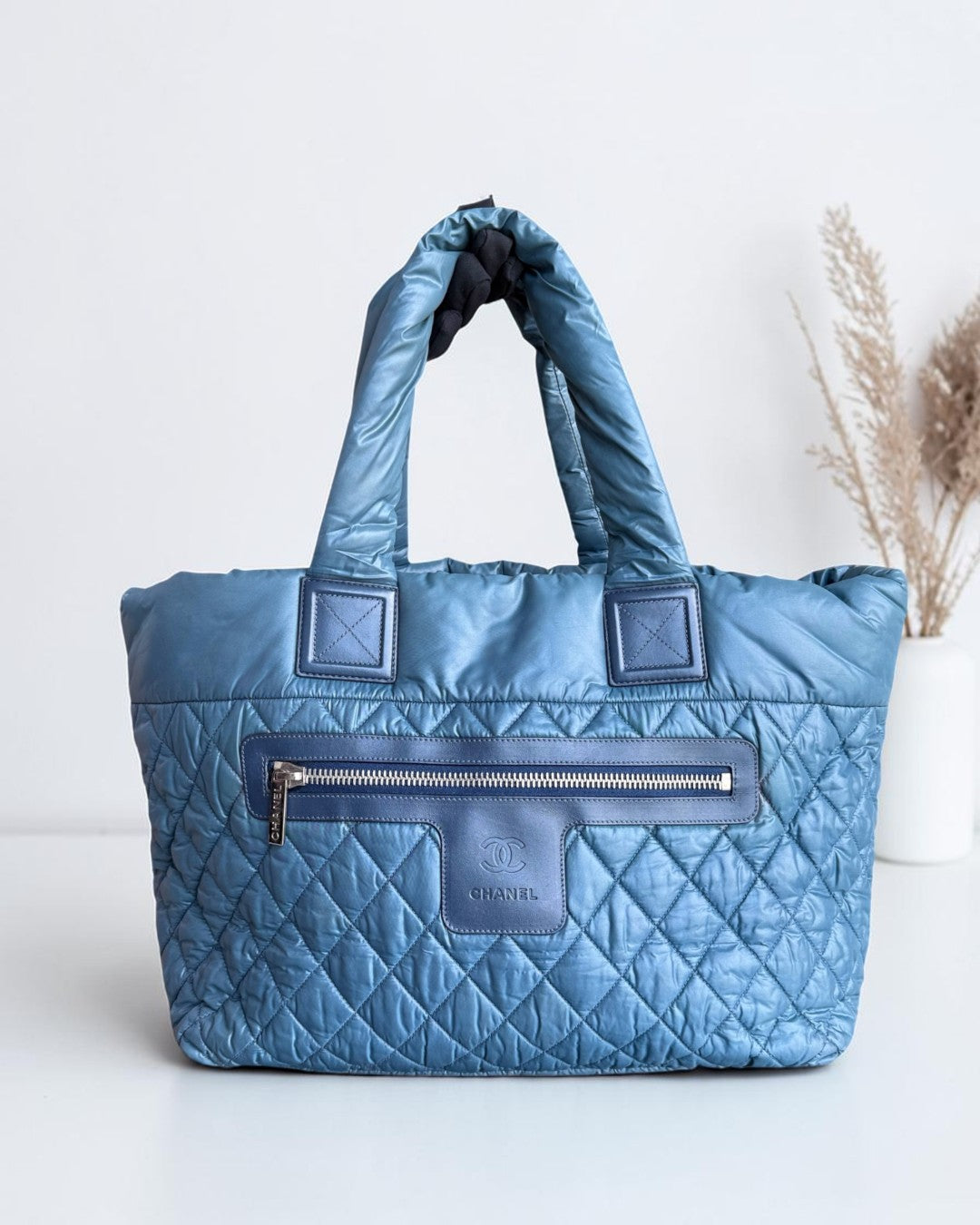 Chanel Coco Cocoon Quilted Nylon Tote Blue No 13
