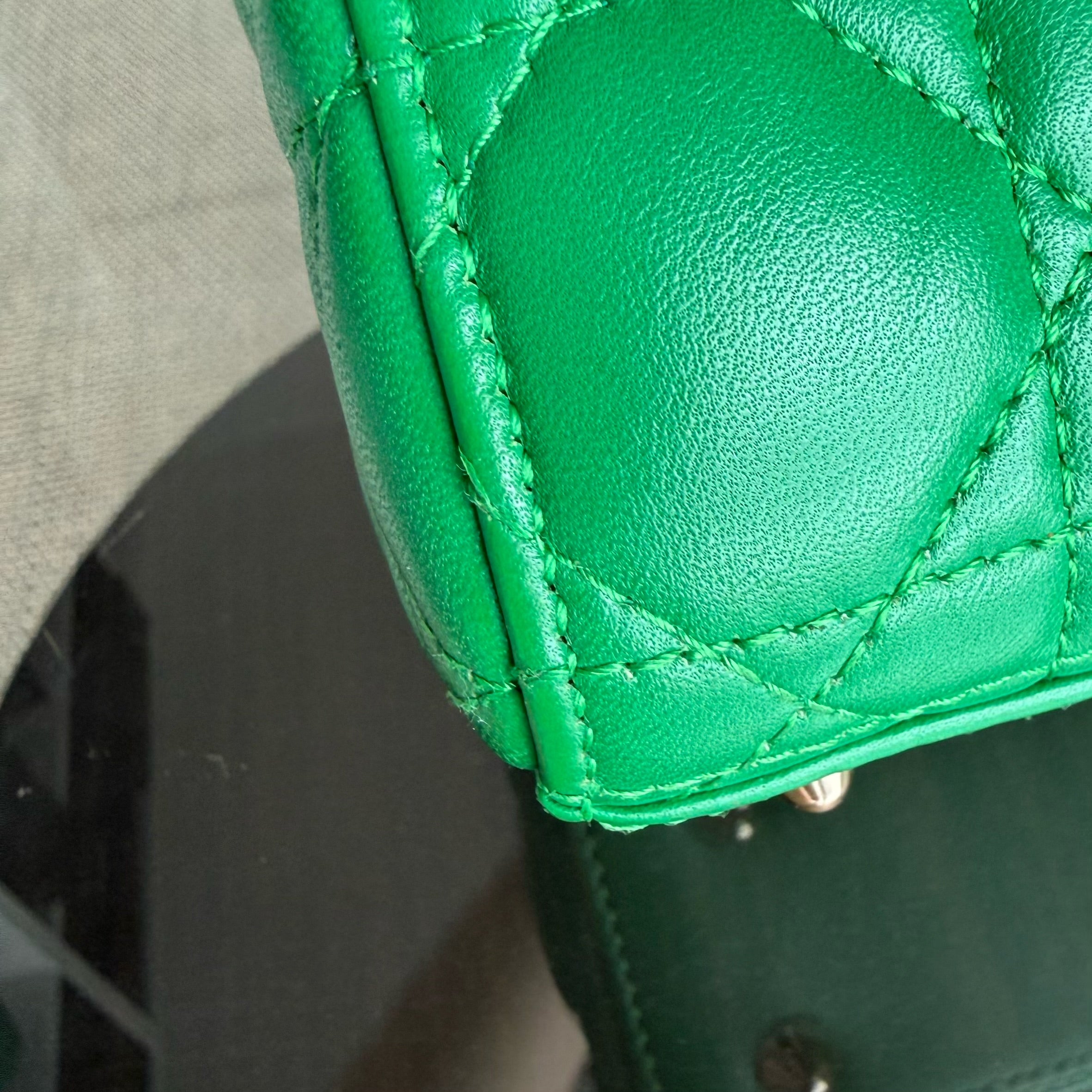 Dior Lady Small Flap - Cannage Lambskin Green Gold Hardware