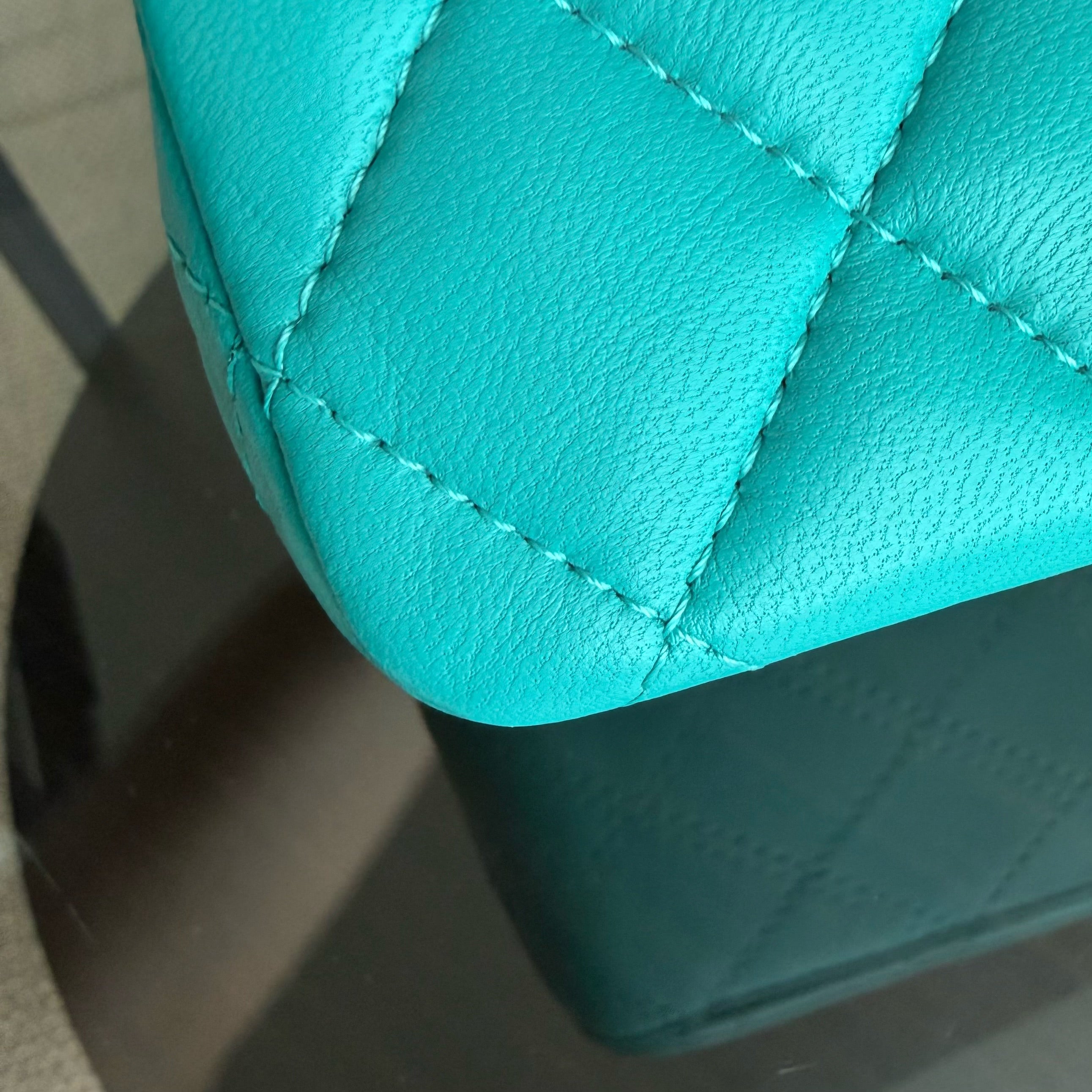 Chanel Classic Flap Medium - 25CM Quilted Lambskin Cyan Gold Hardware Series 23