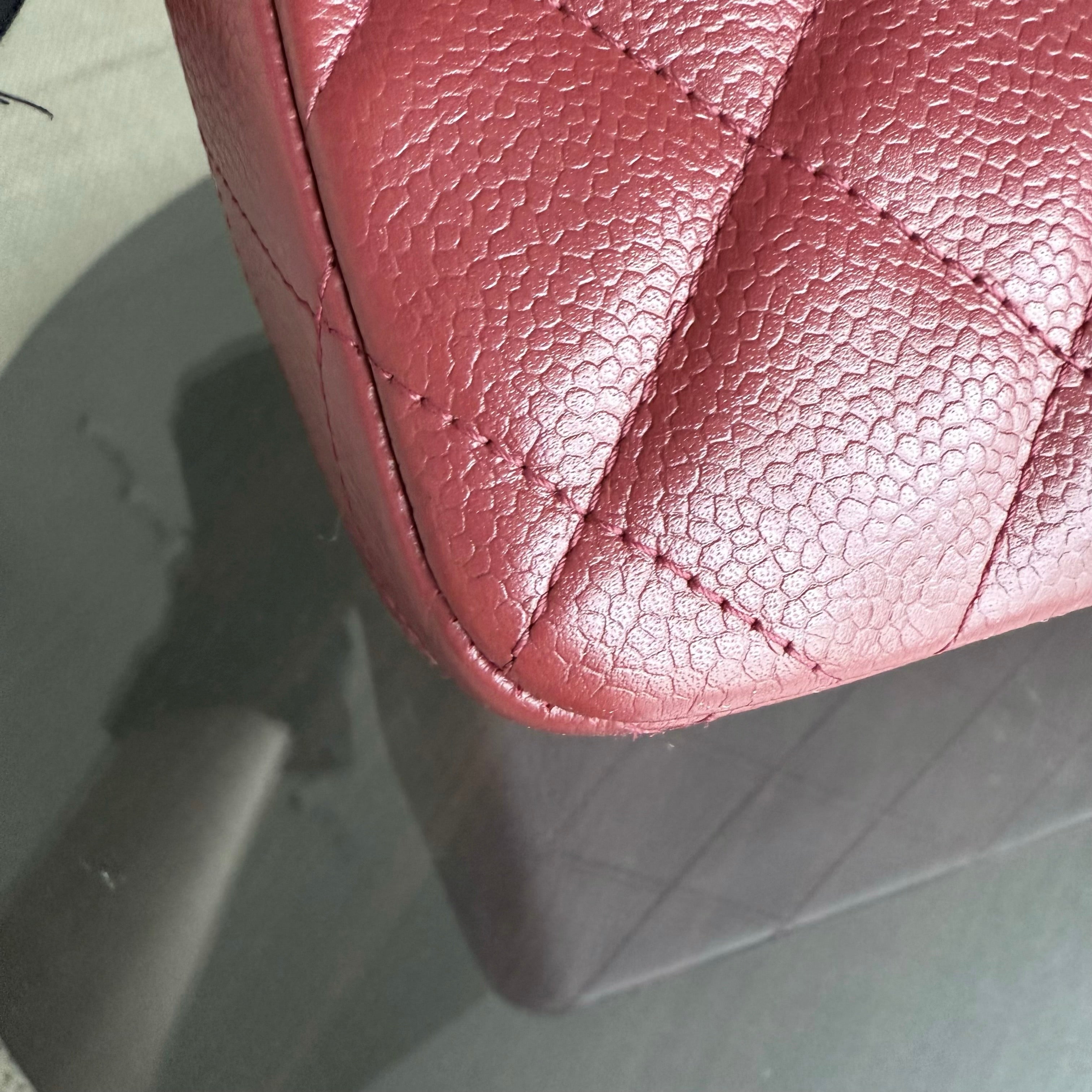 Chanel Classic Flap Jumbo - Caviar 30CM Single Flap Quilted Burgundy Dark Red Gold Hardware Series 13