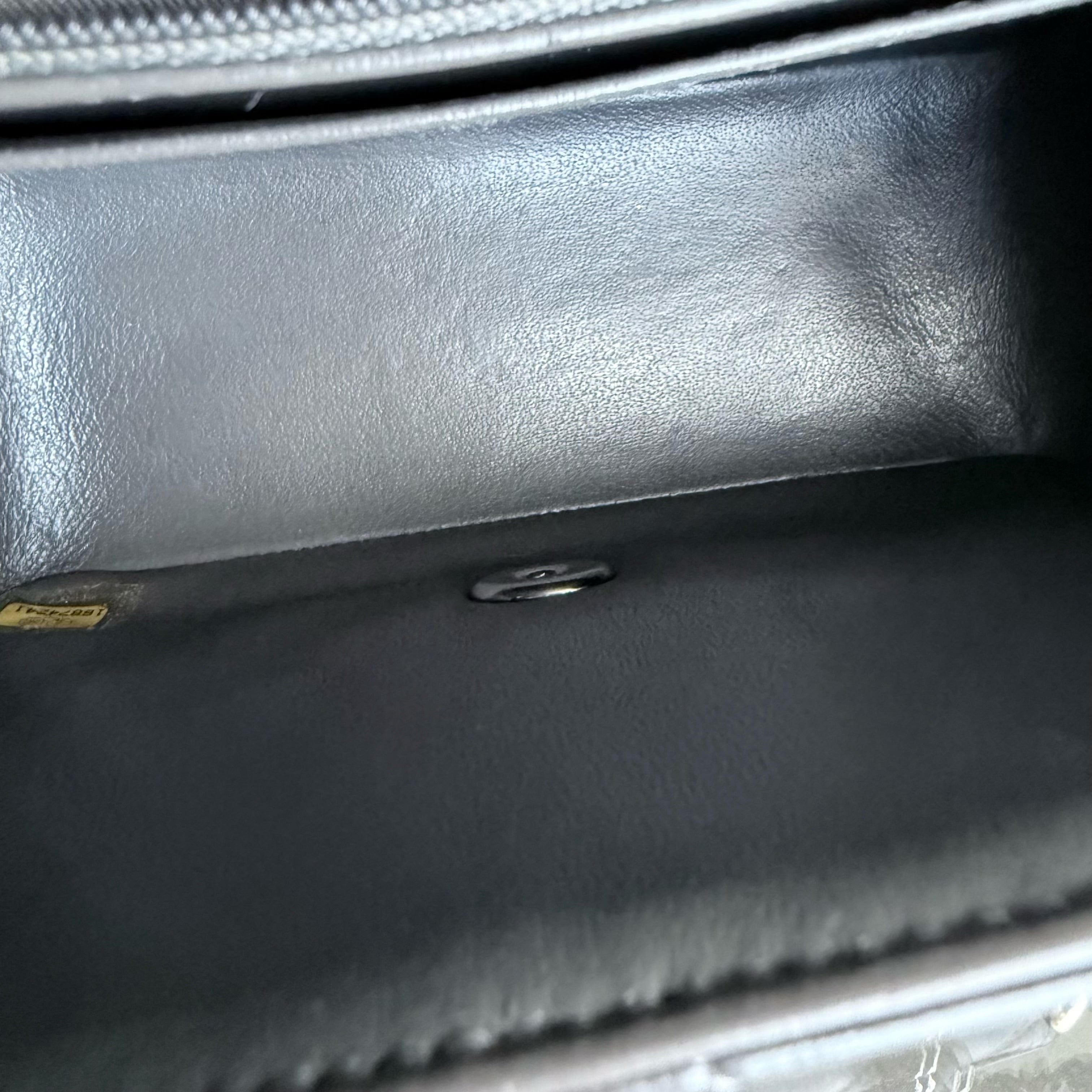 Chanel Classic Flap Mini Square - 17CM Quilted Lambskin Dark Gray Grey Gold Hardware Series 16