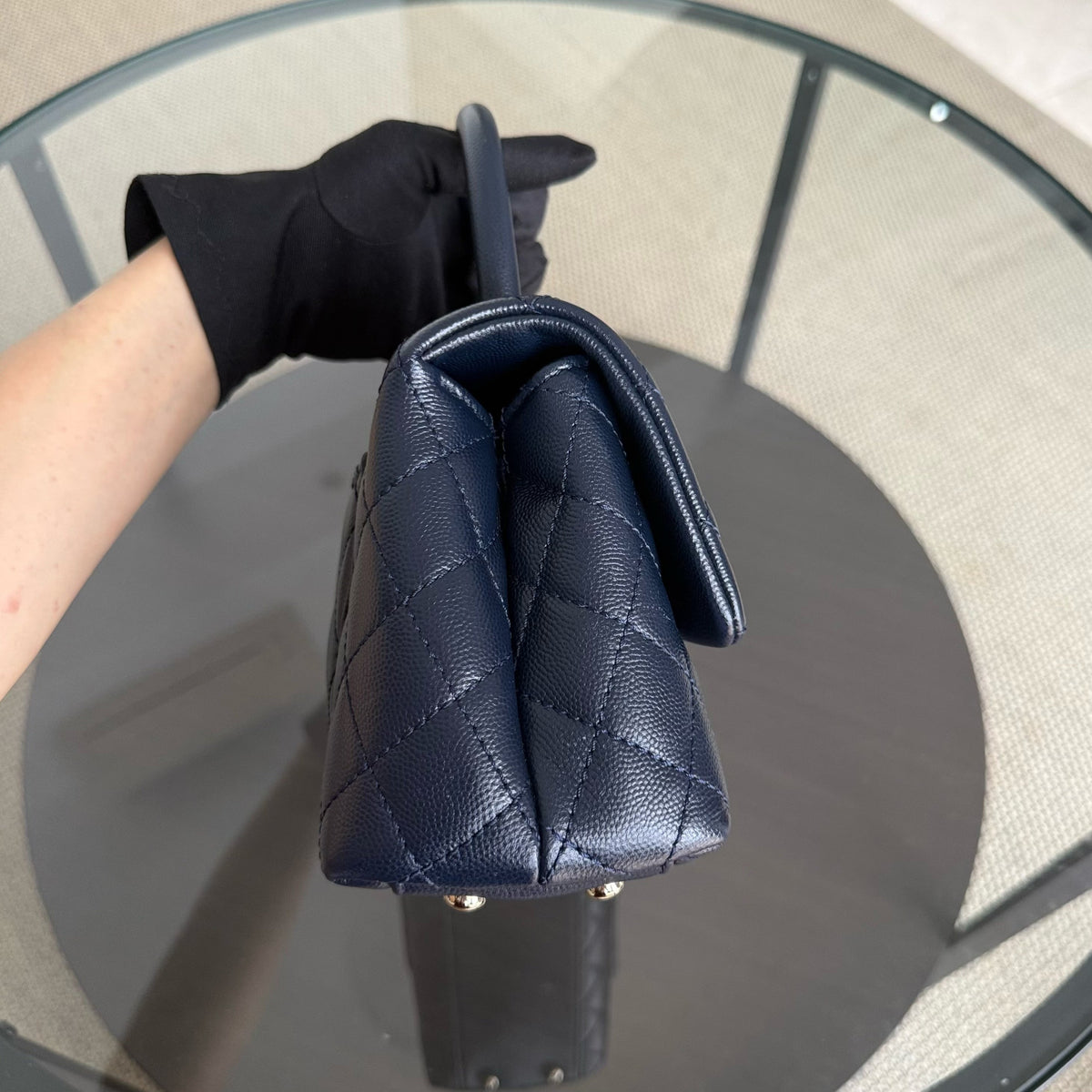 Chanel Coco Handle Small - Caviar Quilted Midnight Blue Gold Hardware Series 30