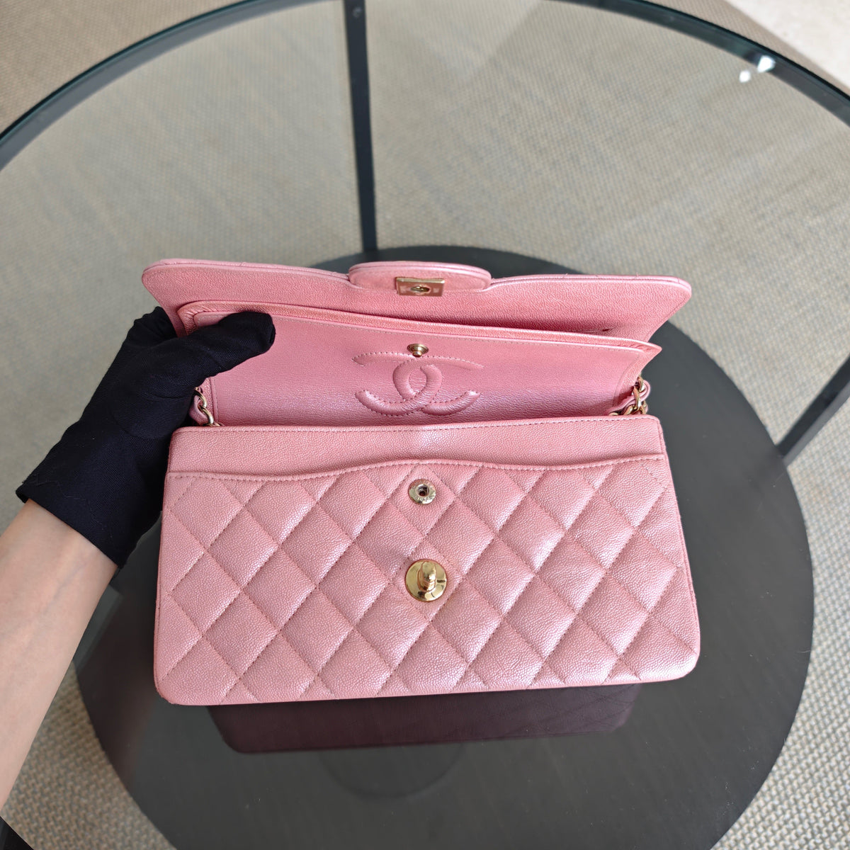 Chanel Classic Flap Small - Caviar 23CM Quilted Light Pink Gold Hardware Series 27