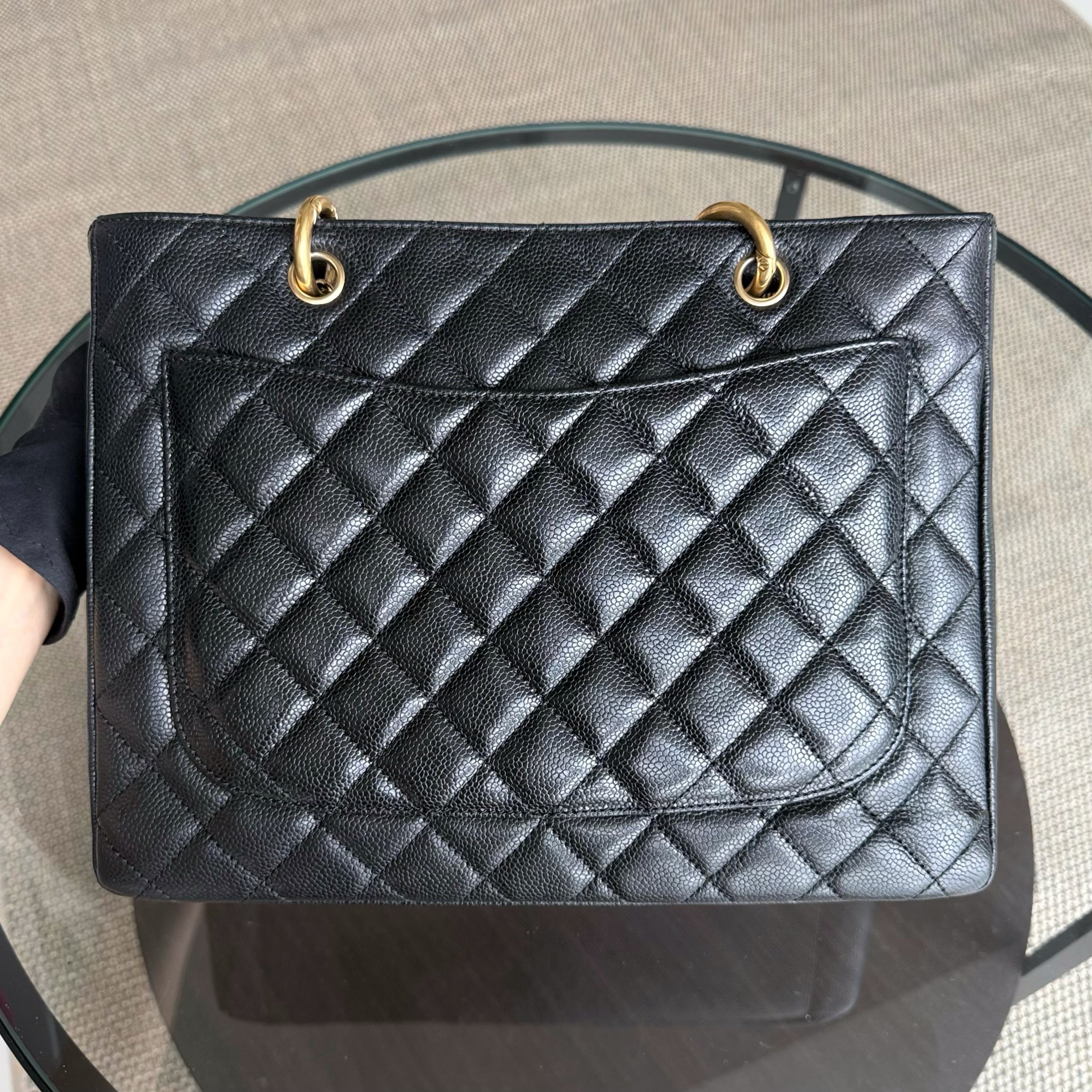 Chanel GST Grand Shopping Tote - Caviar Quilted Black Gold Hardware Series 12