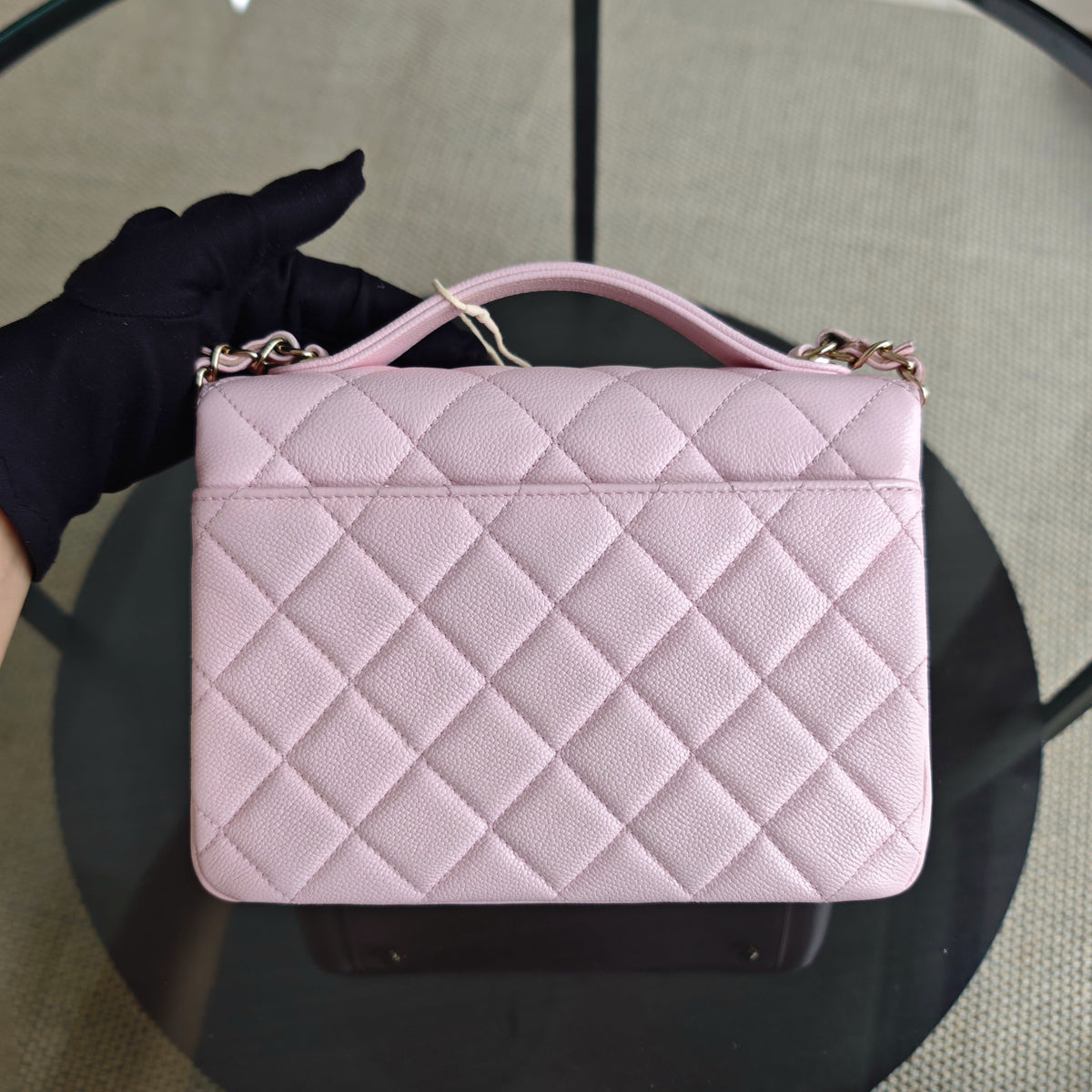 Chanel Business Affinity - Medium 23CM Caviar Quilted Sakura Light Pink Gold Hardware Microchip