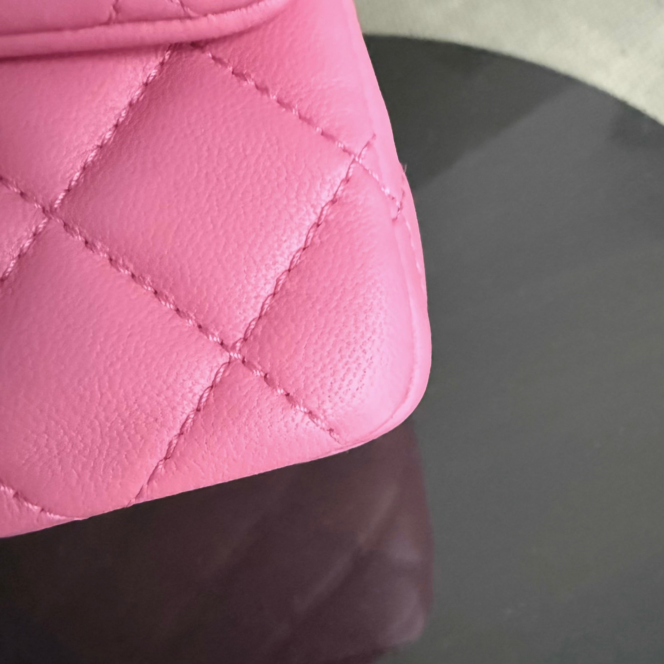 Chanel Classic Flap Mini Square- 17CM Pearl Crush Quilted Lambskin Pink Gold Hardware Series 30