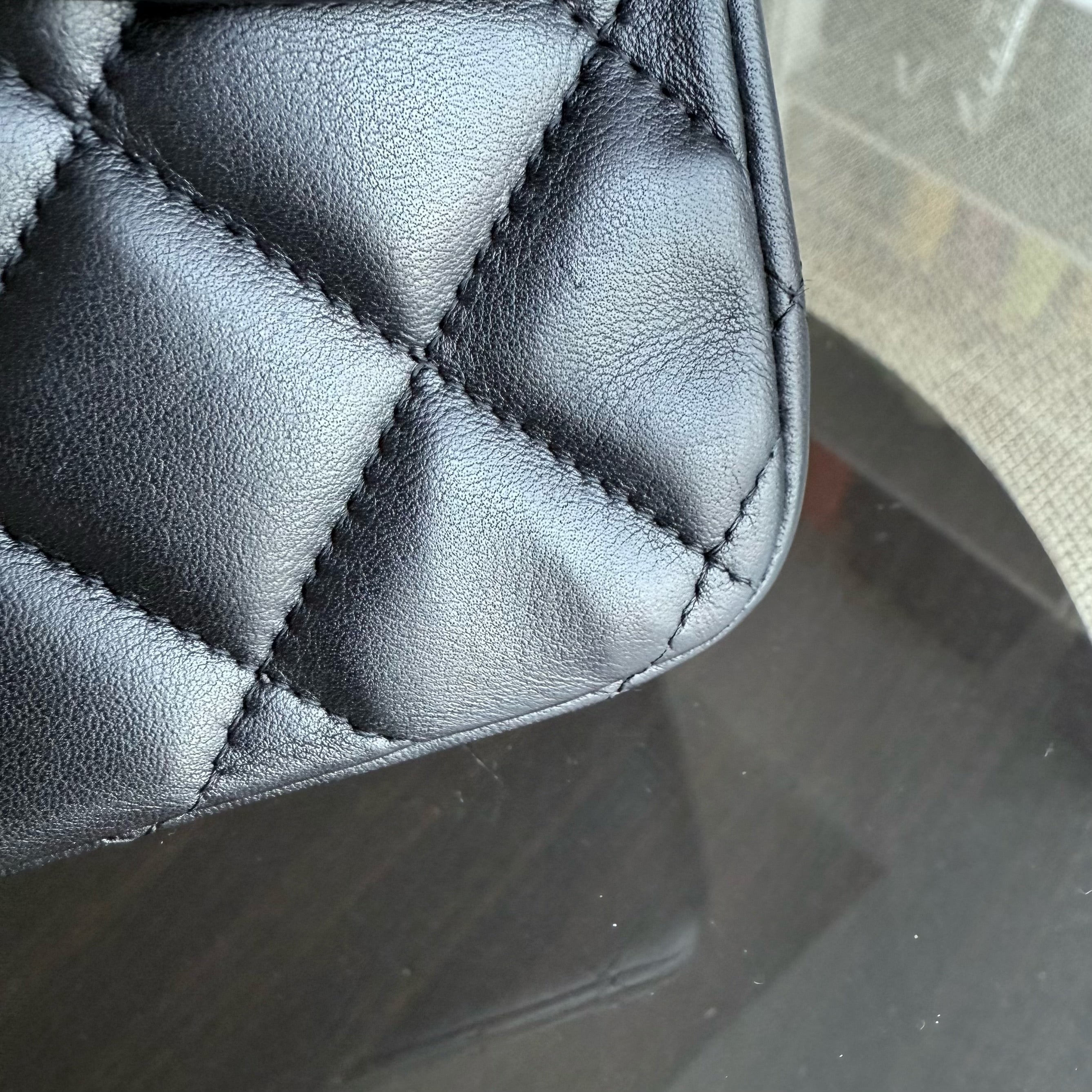 Chanel Classic Flap Jumbo - 30CM Single Flap Quilted Lambskin Black Gold Hardware Series 13