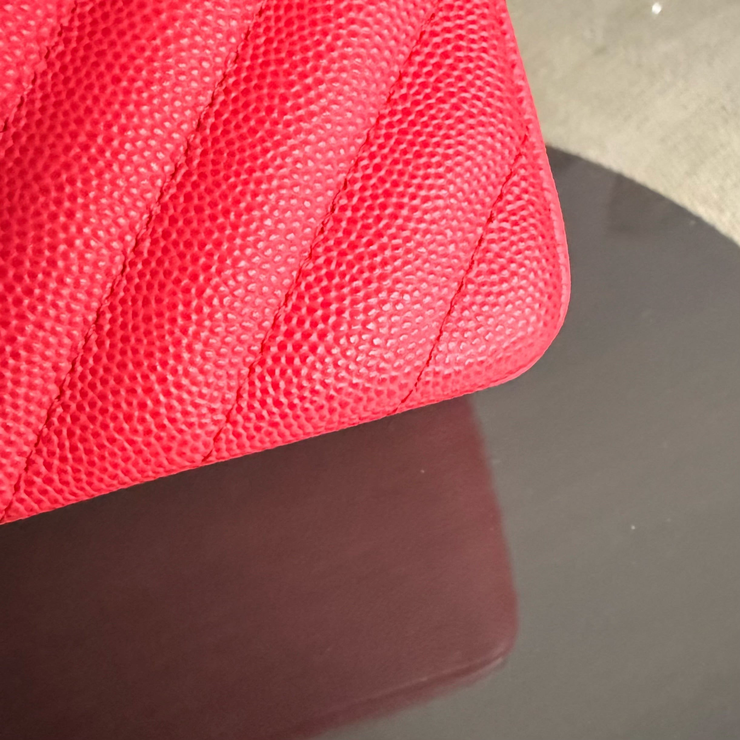 Chanel Classic Flap Small - Caviar 23CM Chevron Red Silver Hardware Series 25