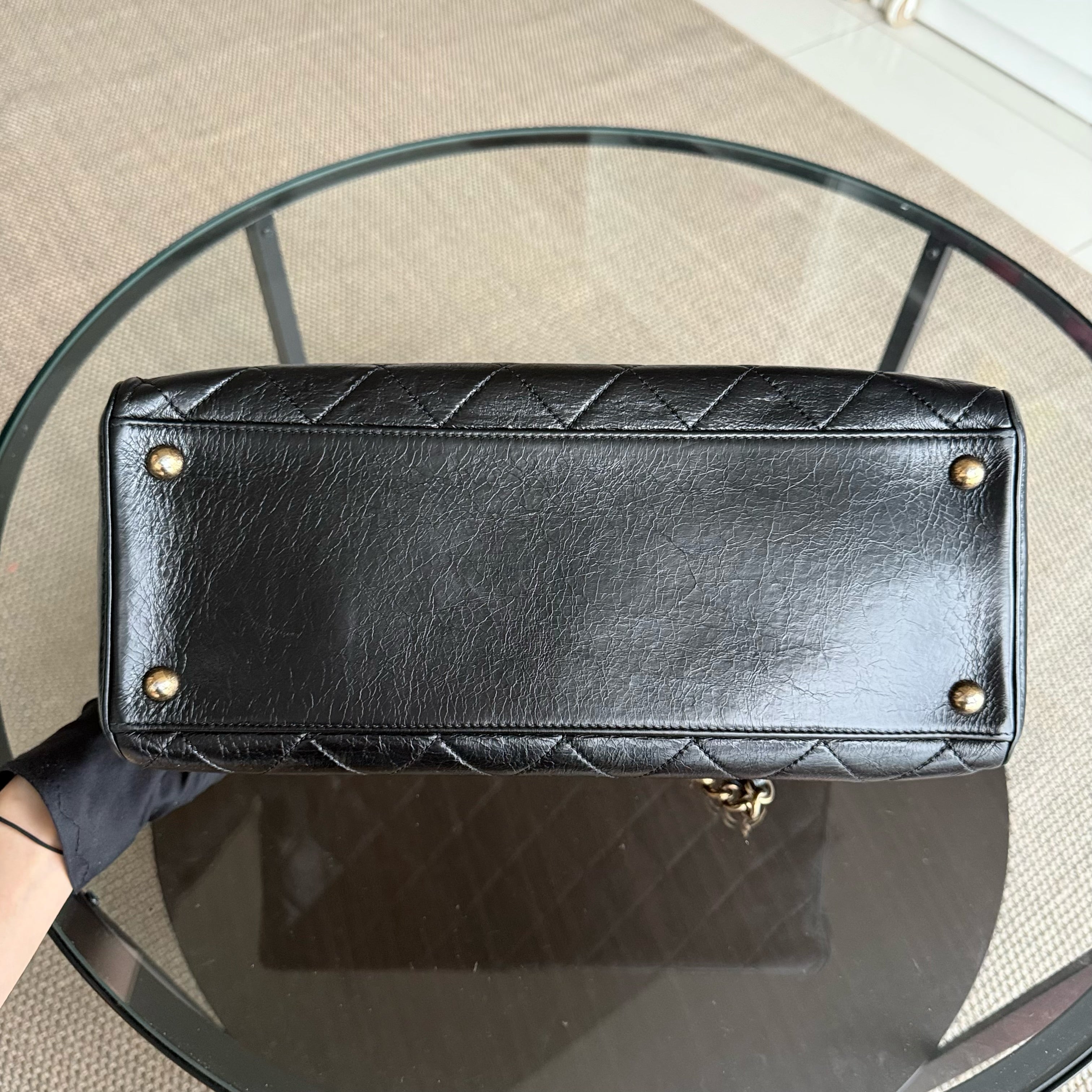 Chanel Shopping Tote - Calfskin Quilted Black Gold Hardware