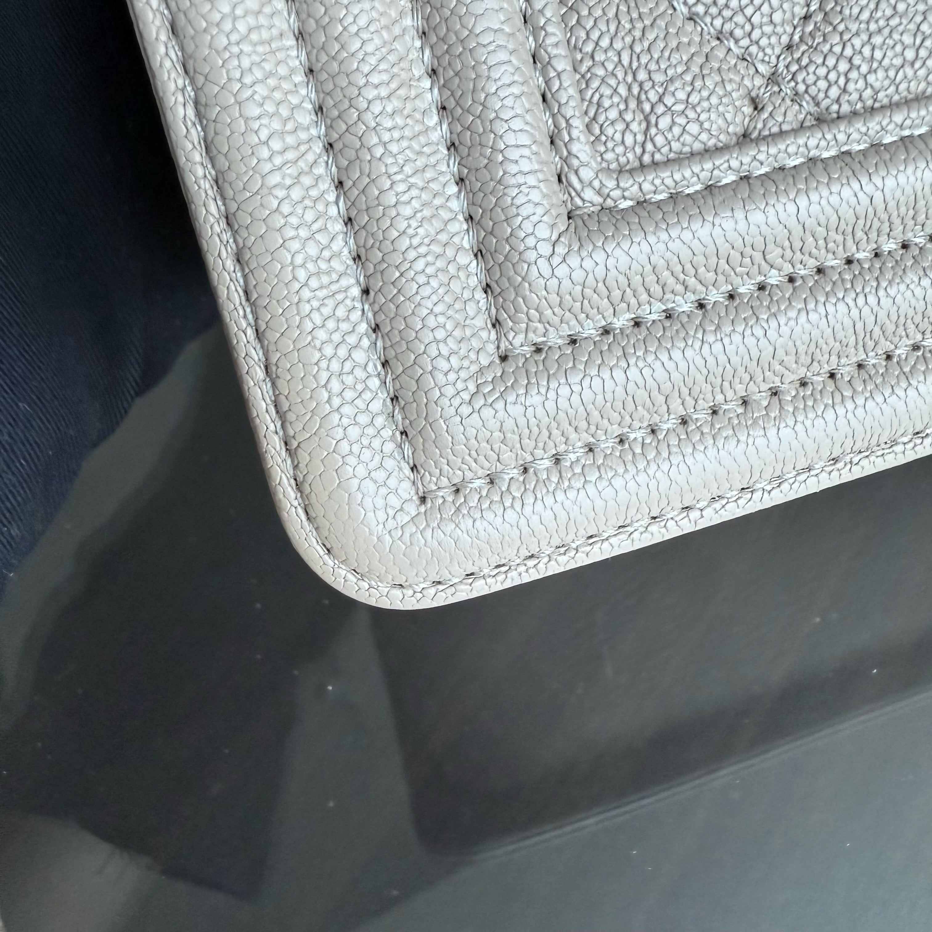 Chanel Boy Small - Caviar 20CM Quilted Grained Calfskin Grey Gray Gold Hardware Series 26