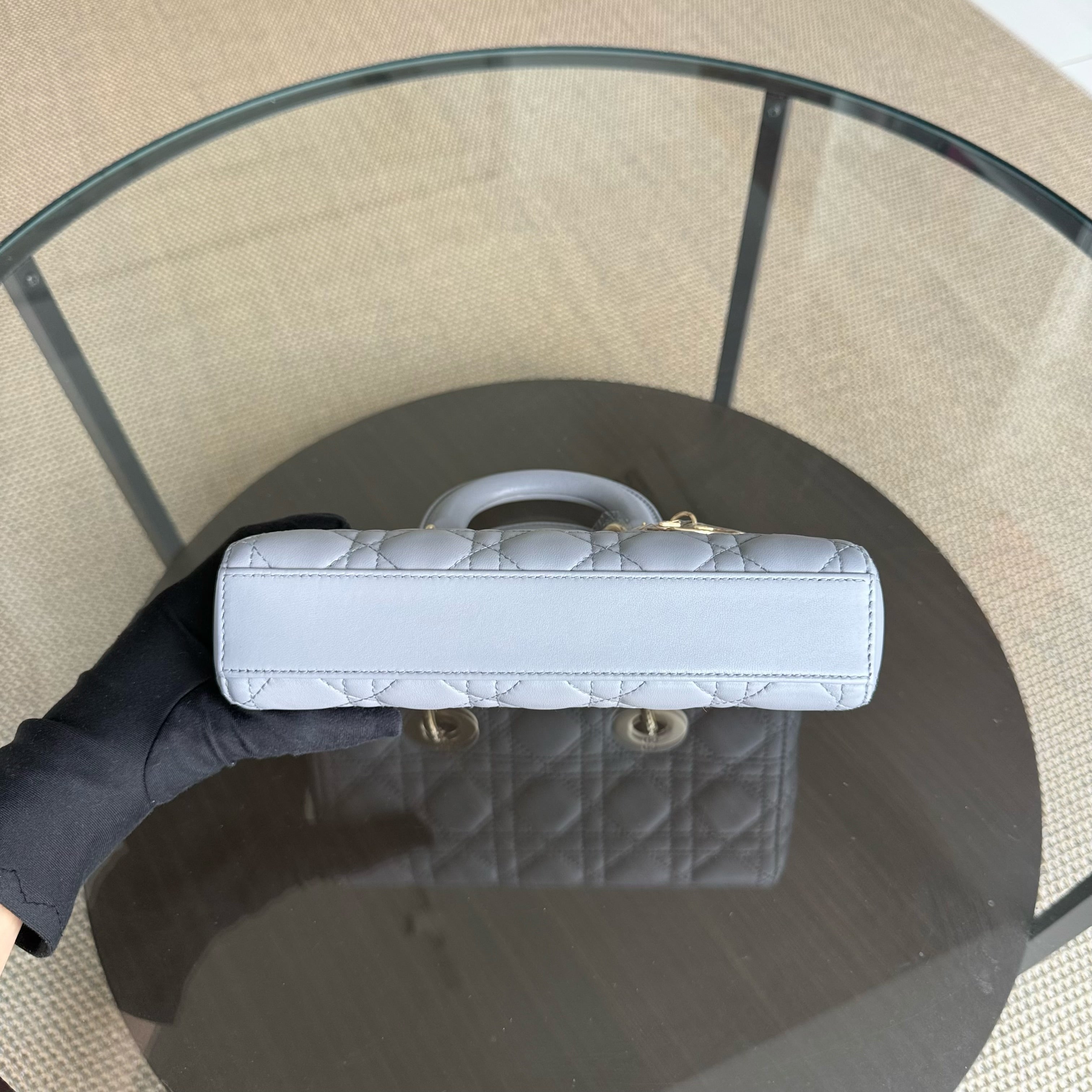 Dior Lady D-Joy Small - Cannage Lambskin Gray Gold Hardware