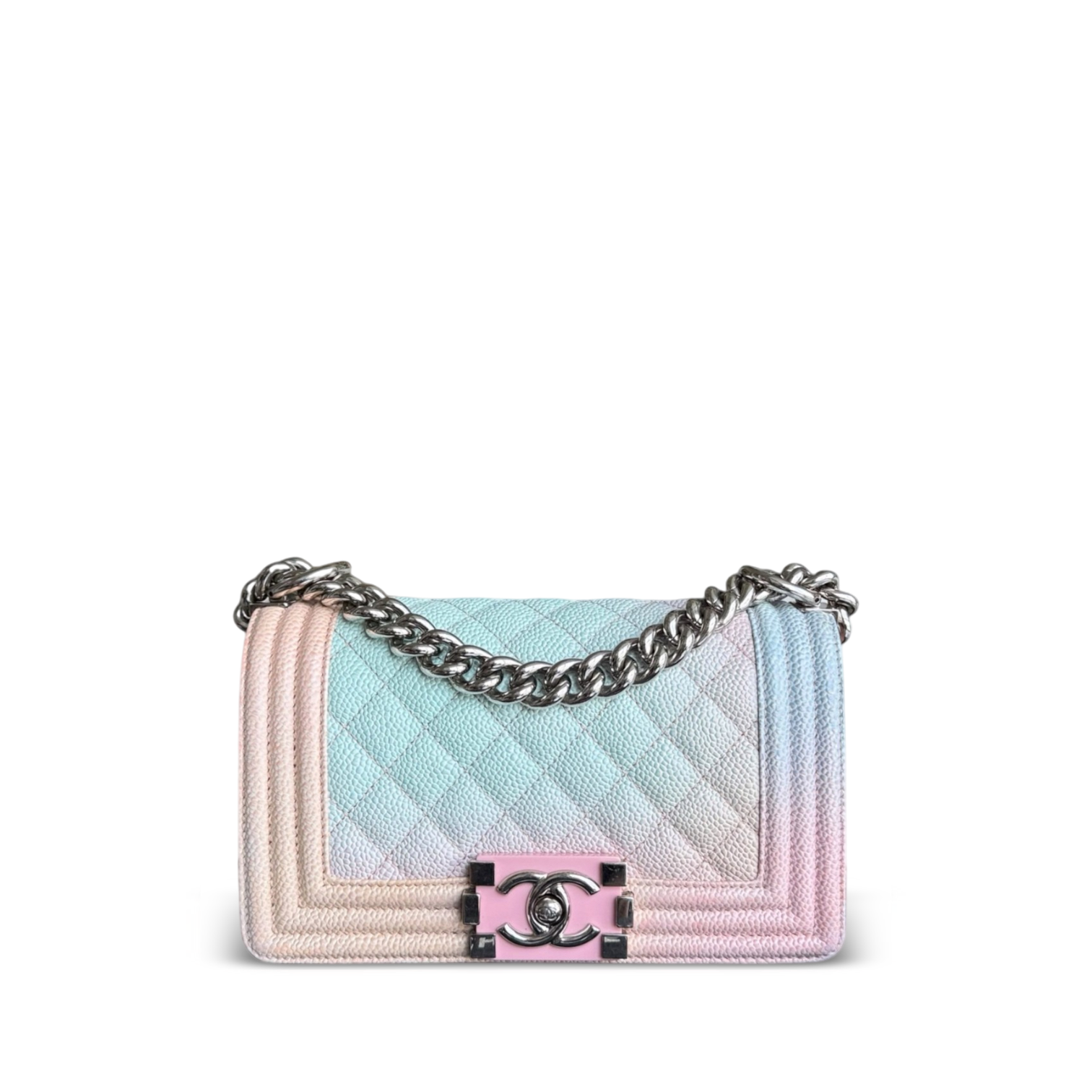 Chanel Boy Small Limited Edition - Caviar Quilted Rainbow Silver Hardware Series 25