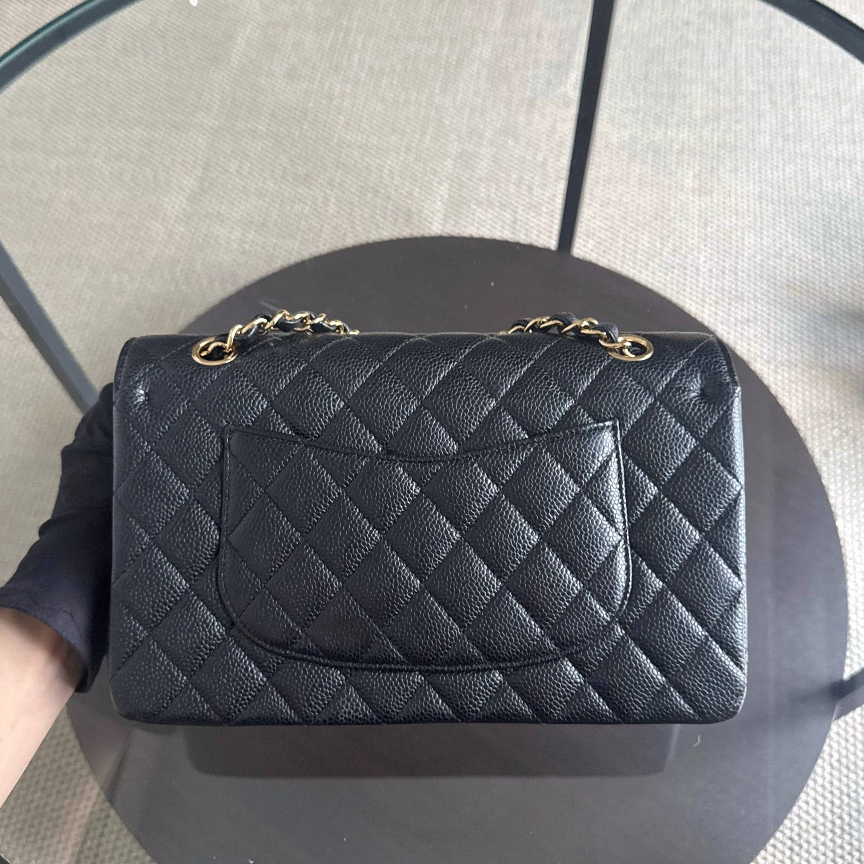 Chanel Classic Flap Medium - Caviar 25CM Quilted Double Flap Black Gold Hardware Series 18
