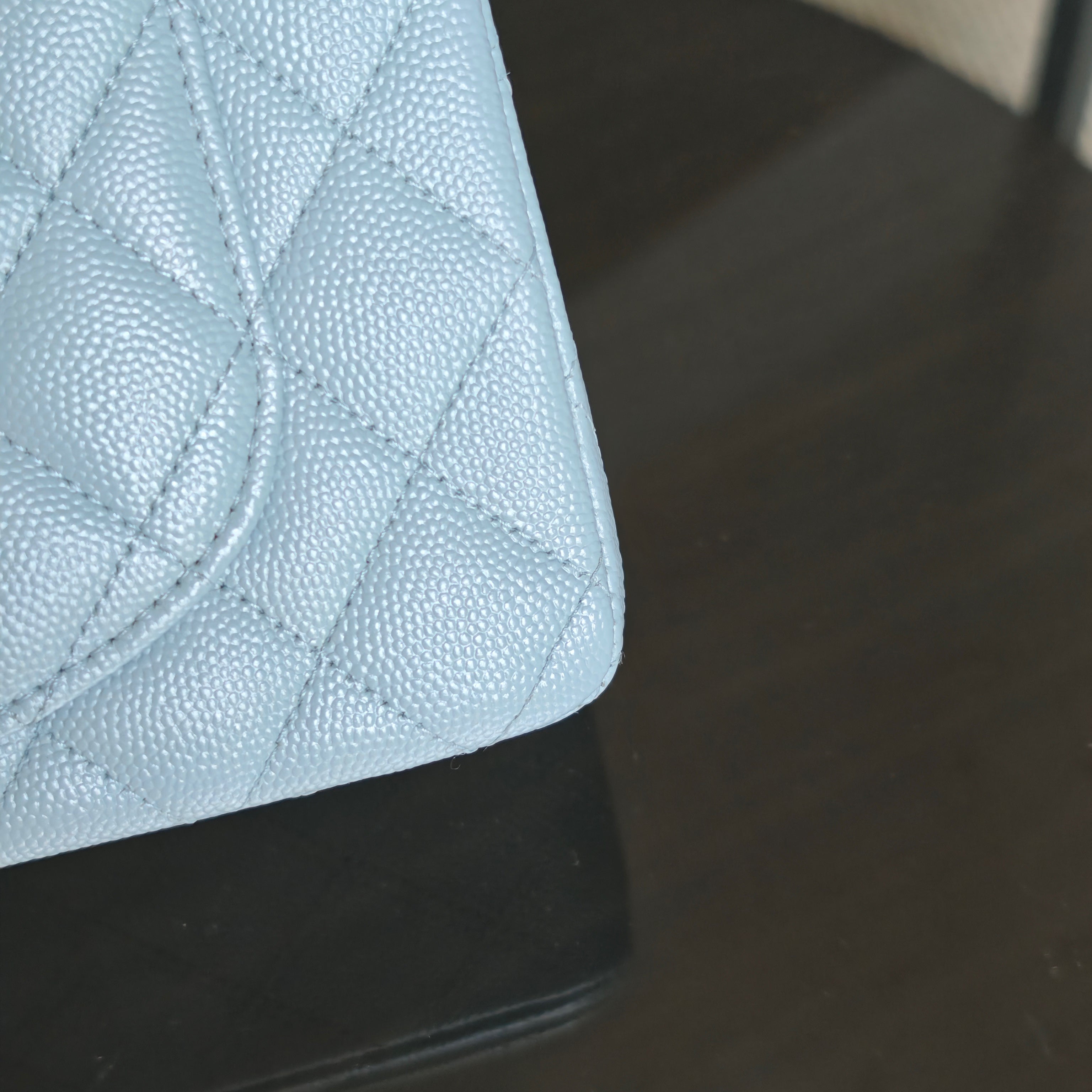 Chanel Classic Flap Small - Caviar 23CM Quilted Baby Blue Light Gold Hardware Microchip