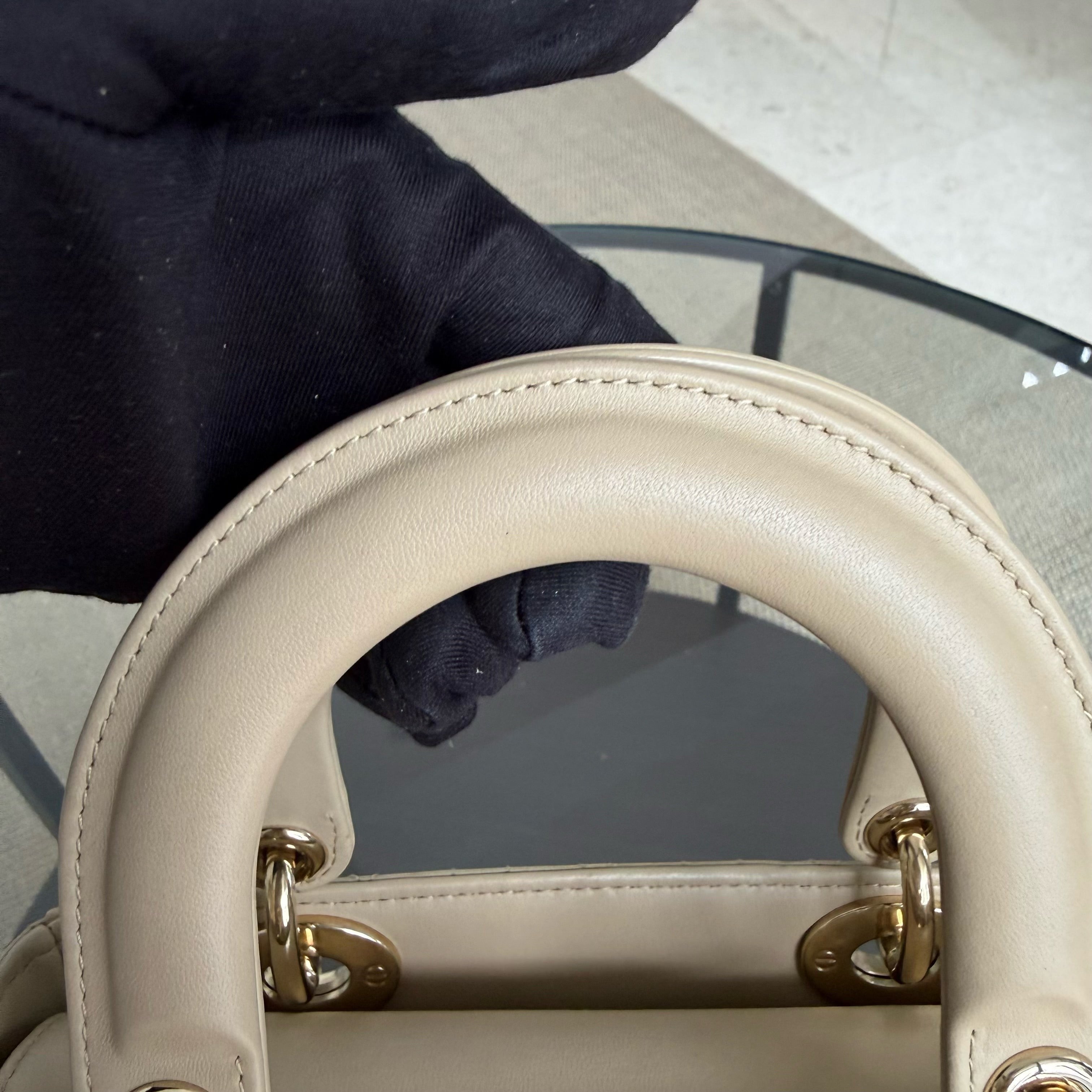 Dior Lady Small ABC Flap - Cannage Lambskin Beige Gold Hardware MyABC
