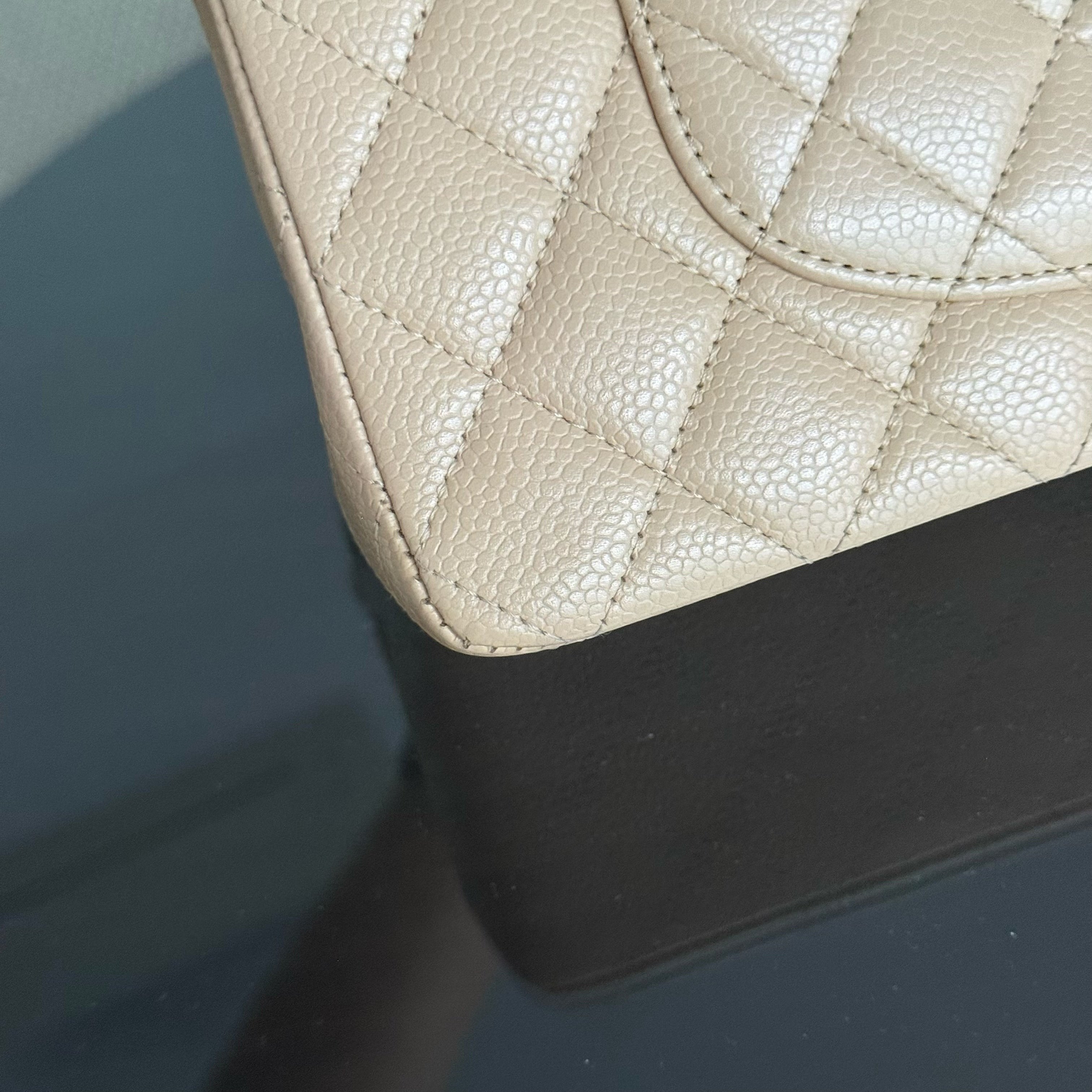 Chanel Classic Flap Medium - Caviar 25CM Quilted Beige Gold Hardware Series 15