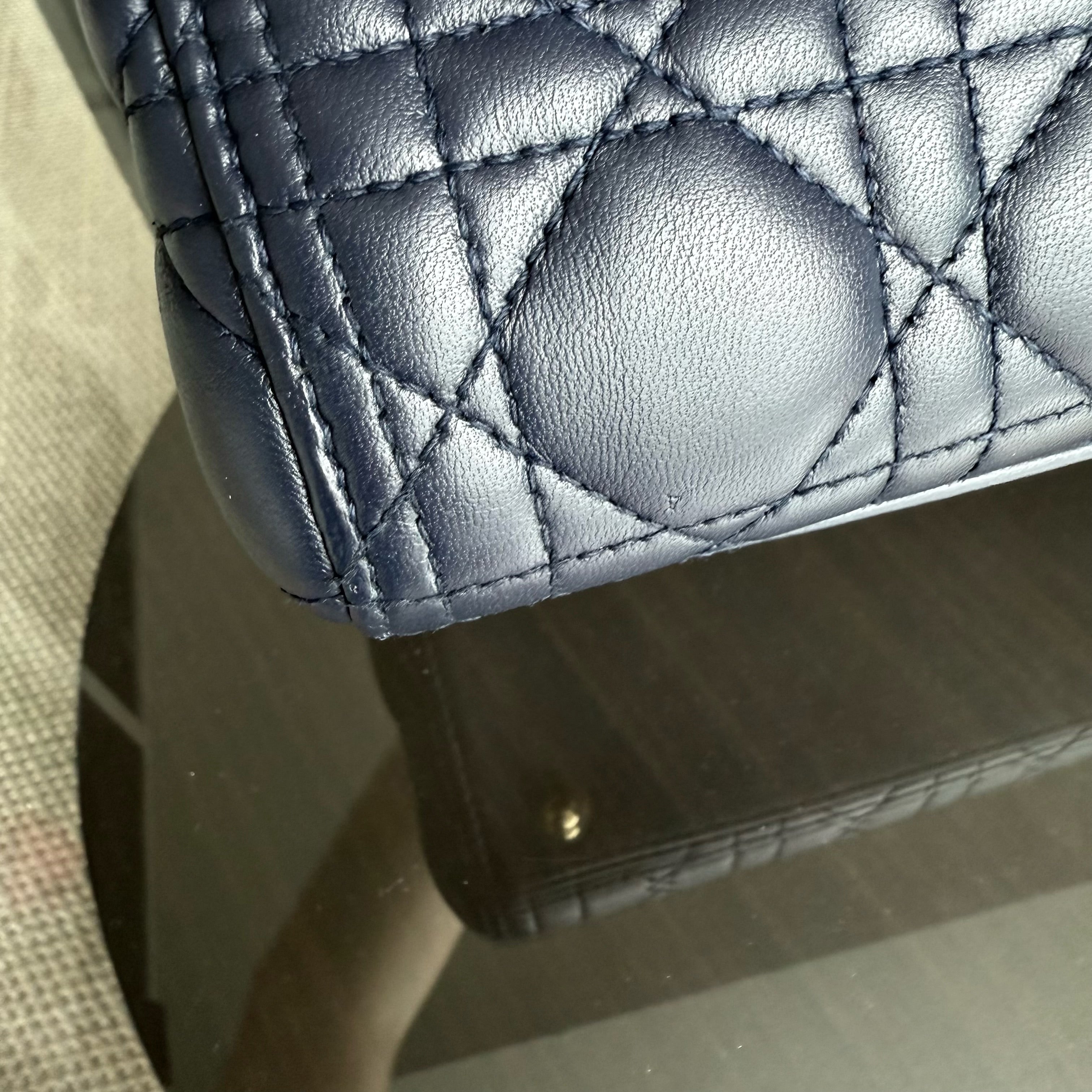 Dior Lady Large Flap - Canange Lambskin Dark Blue Gold Hardware