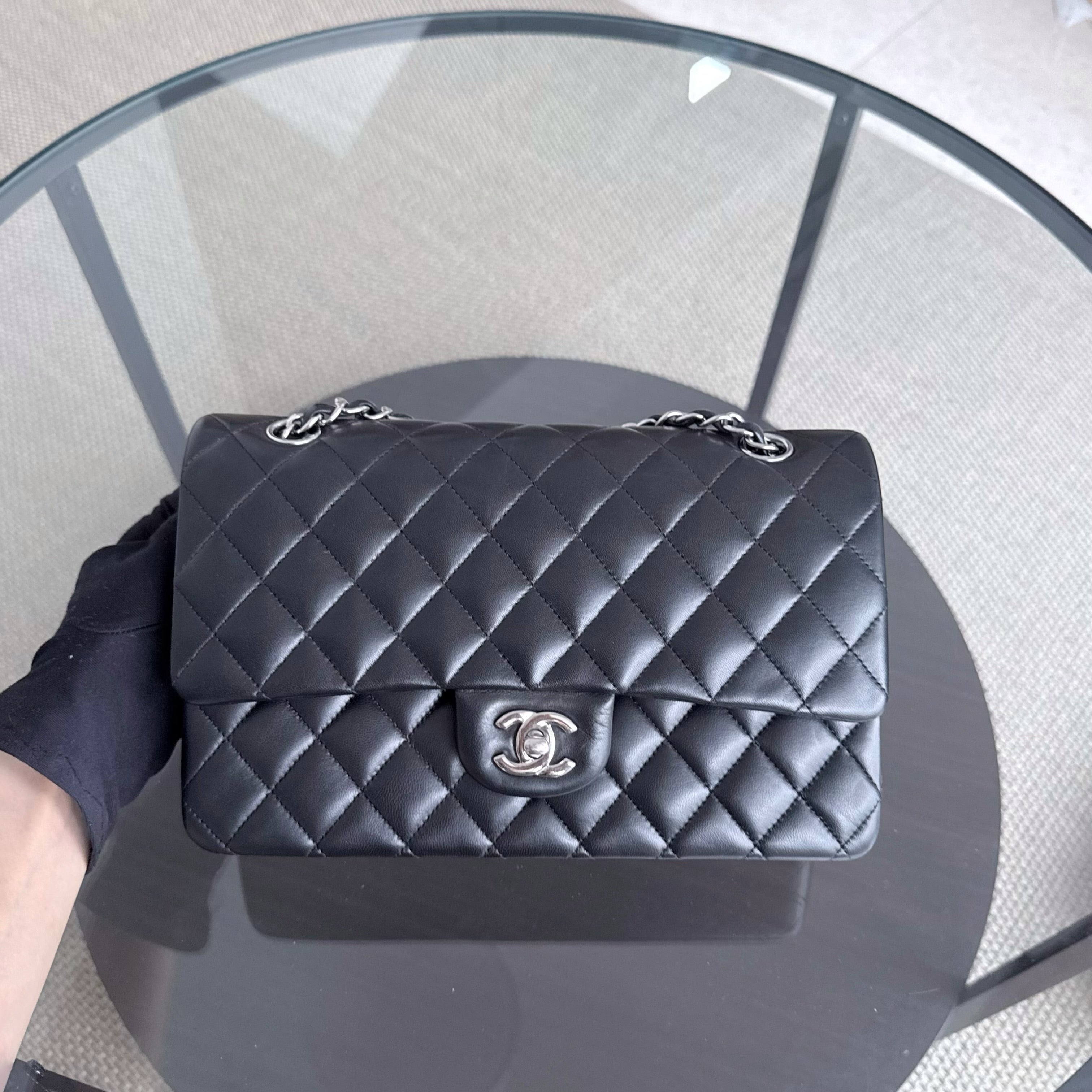 Chanel Classic Flap Medium - 25CM Quilted Lambskin Black Silver Hardware Series 16