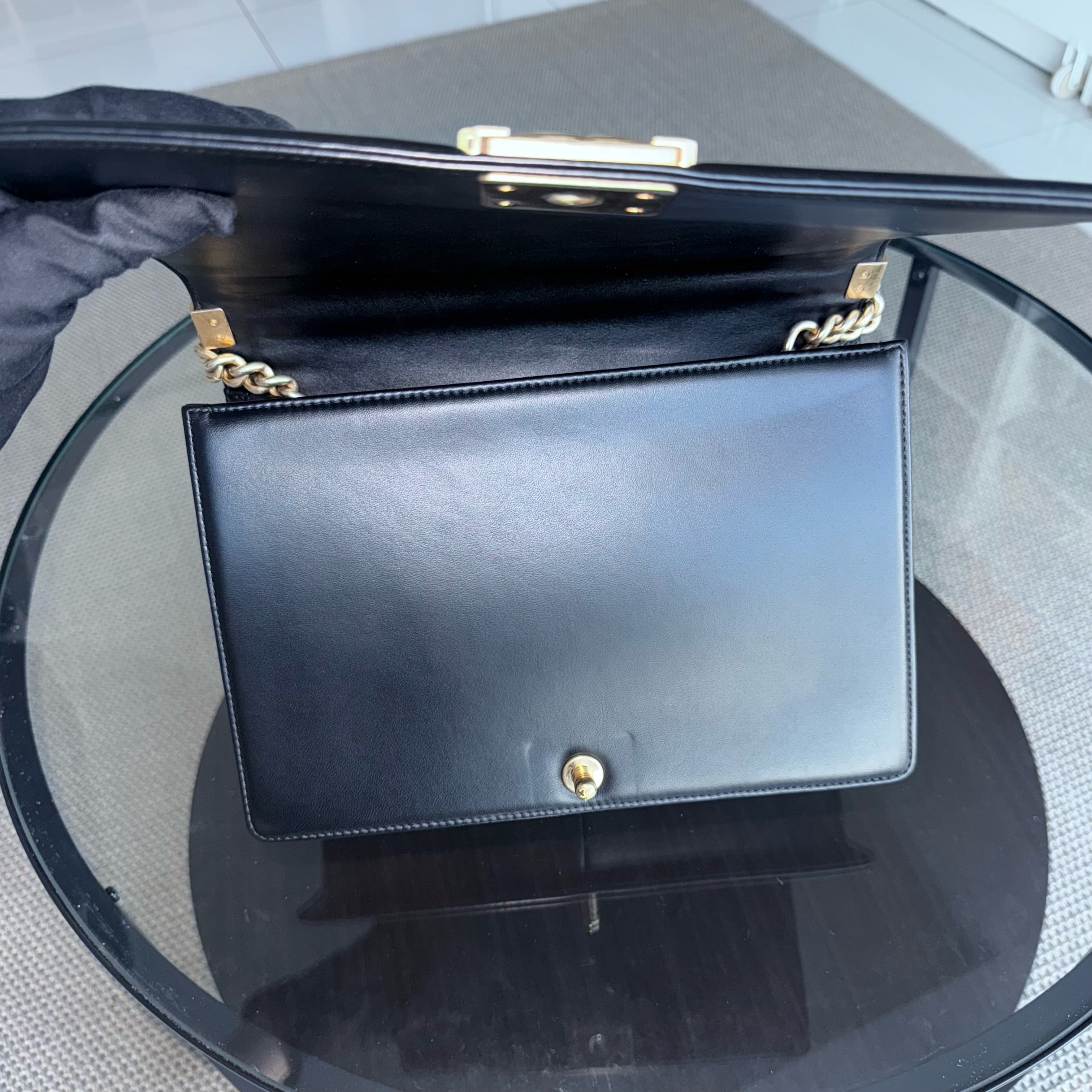 Chanel Boy Large - 30CM Quilted Lambskin Large Black Gold Hardware Series 21
