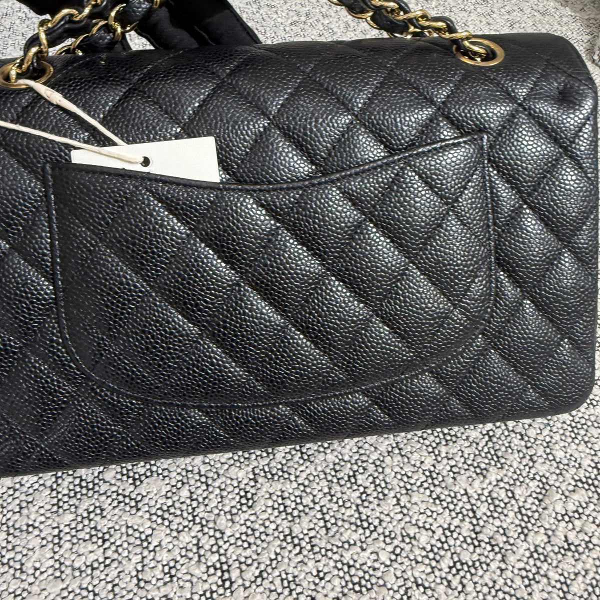 Chanel Classic Flap Medium - 25CM Quilted Caviar Black Gold Hardware