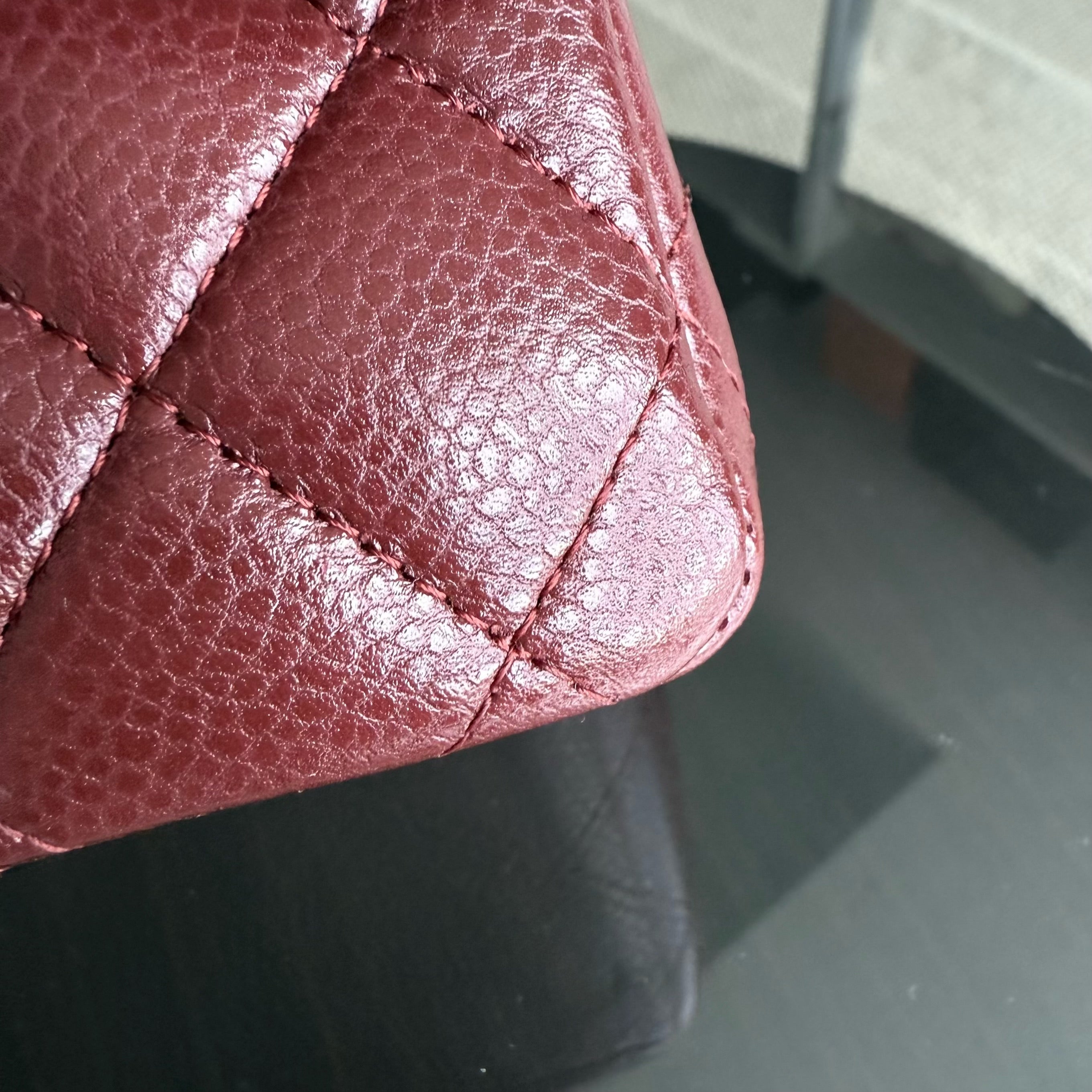 Chanel Classic Flap Medium - Caviar 25CM Quilted Grained Calfskin Burgundy Dark Red Silver Hardware Series 15