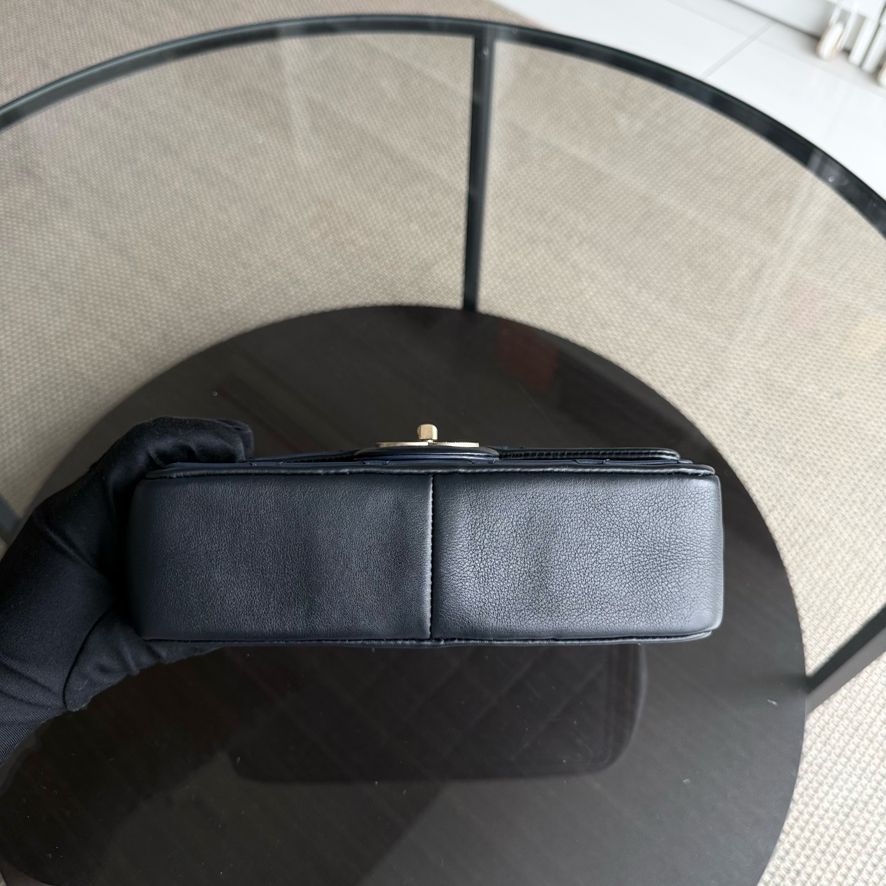 Chanel Seasonal Flap - 23CM Quilted Lambskin Bi-Color White Black Gold Hardware Series 19