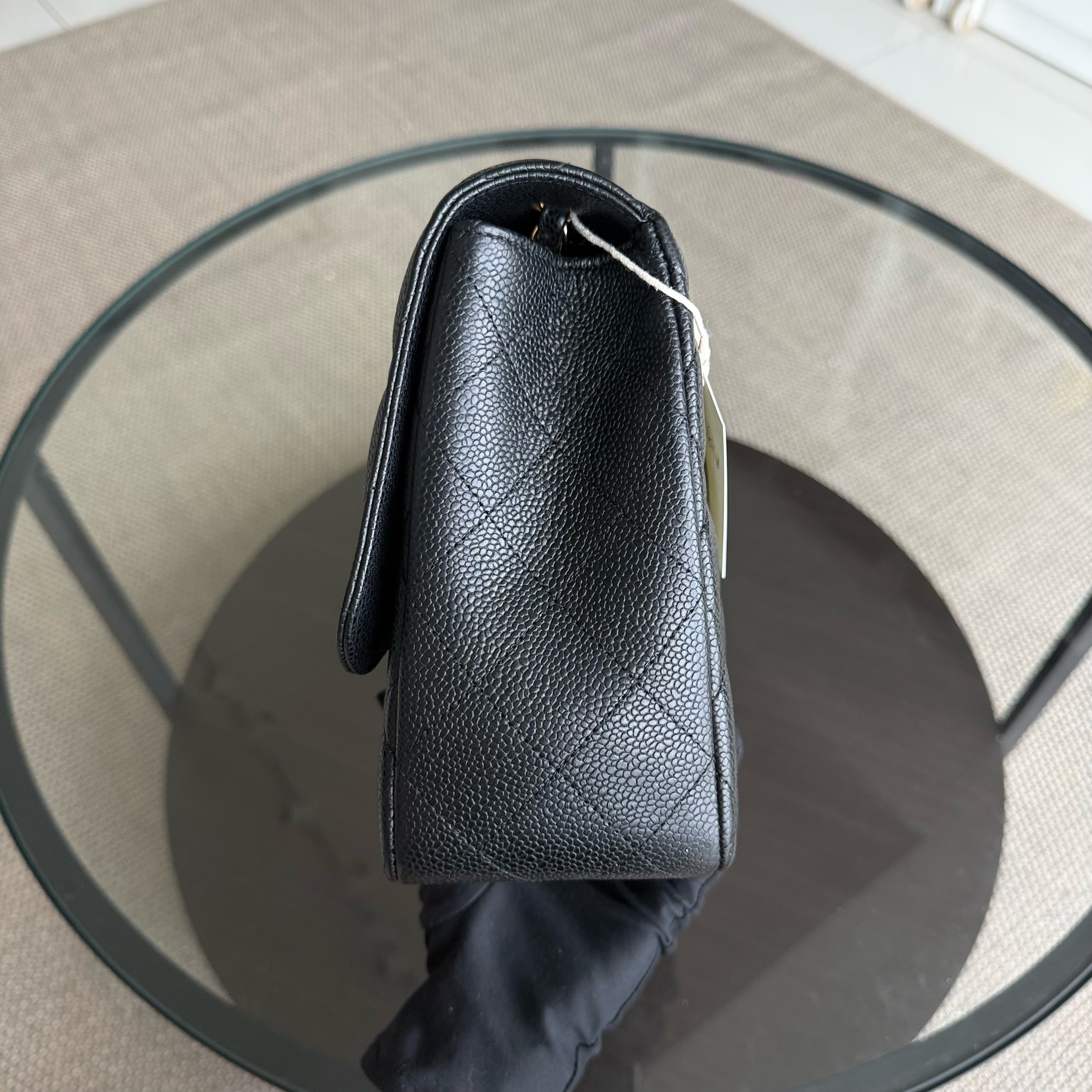 Chanel Classic Flap Jumbo - Caviar 30CM Single Flap Quilted Black Gold Hardware Series 13