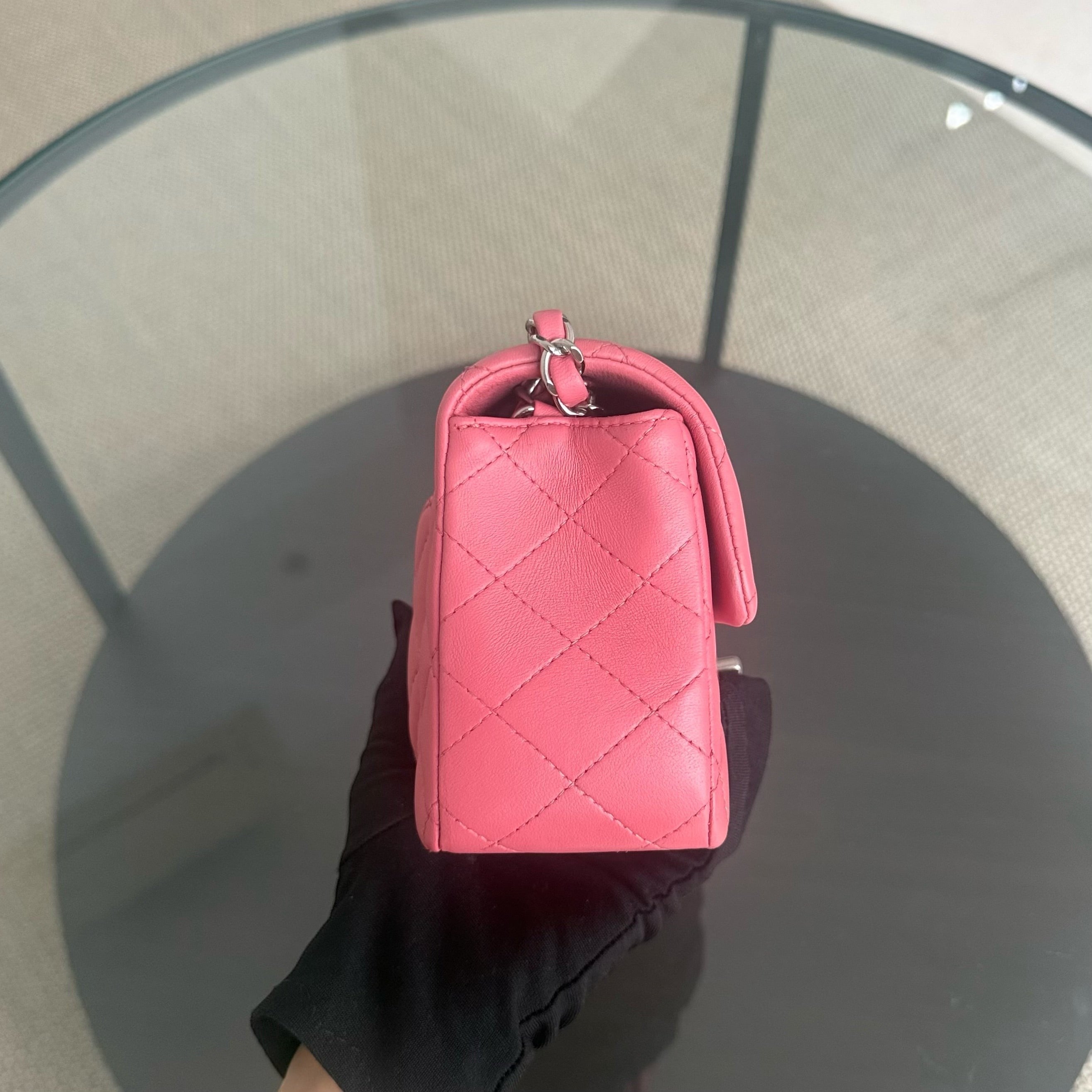 Chanel Classic Flap Mini - 20CM Quilted Lambskin Pink Silver Hardware Series 28